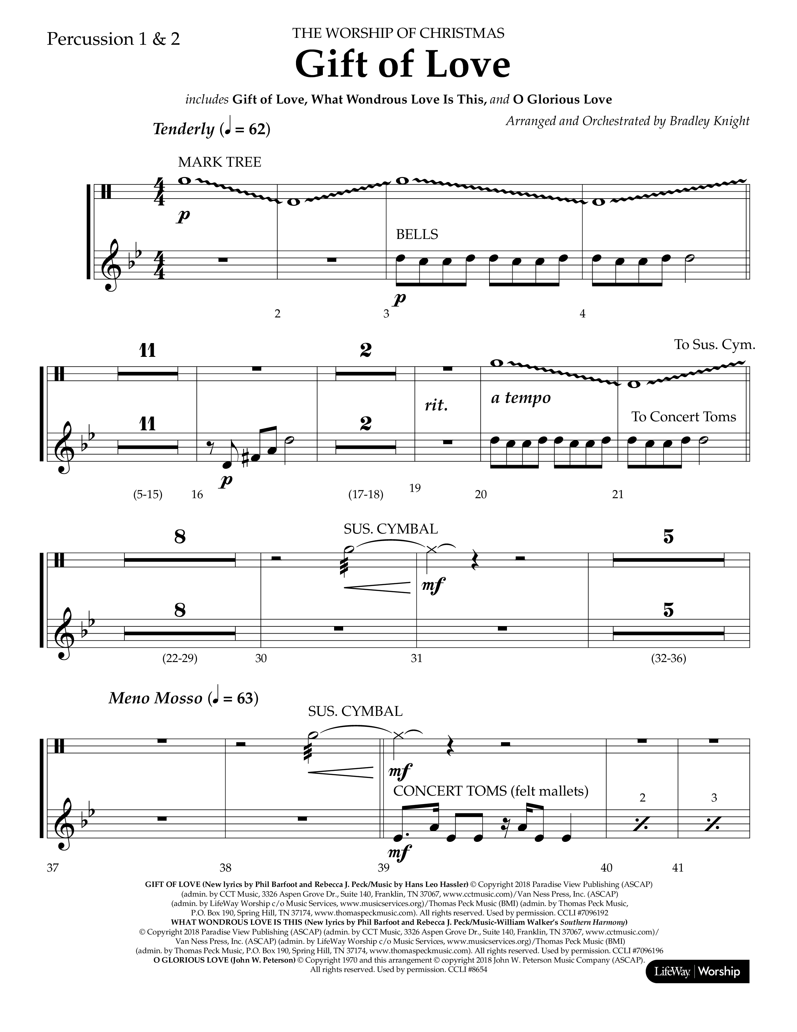 Gift Of Love (Choral Anthem SATB) Percussion 1/2 (Lifeway Choral / Arr. Bradley Knight)