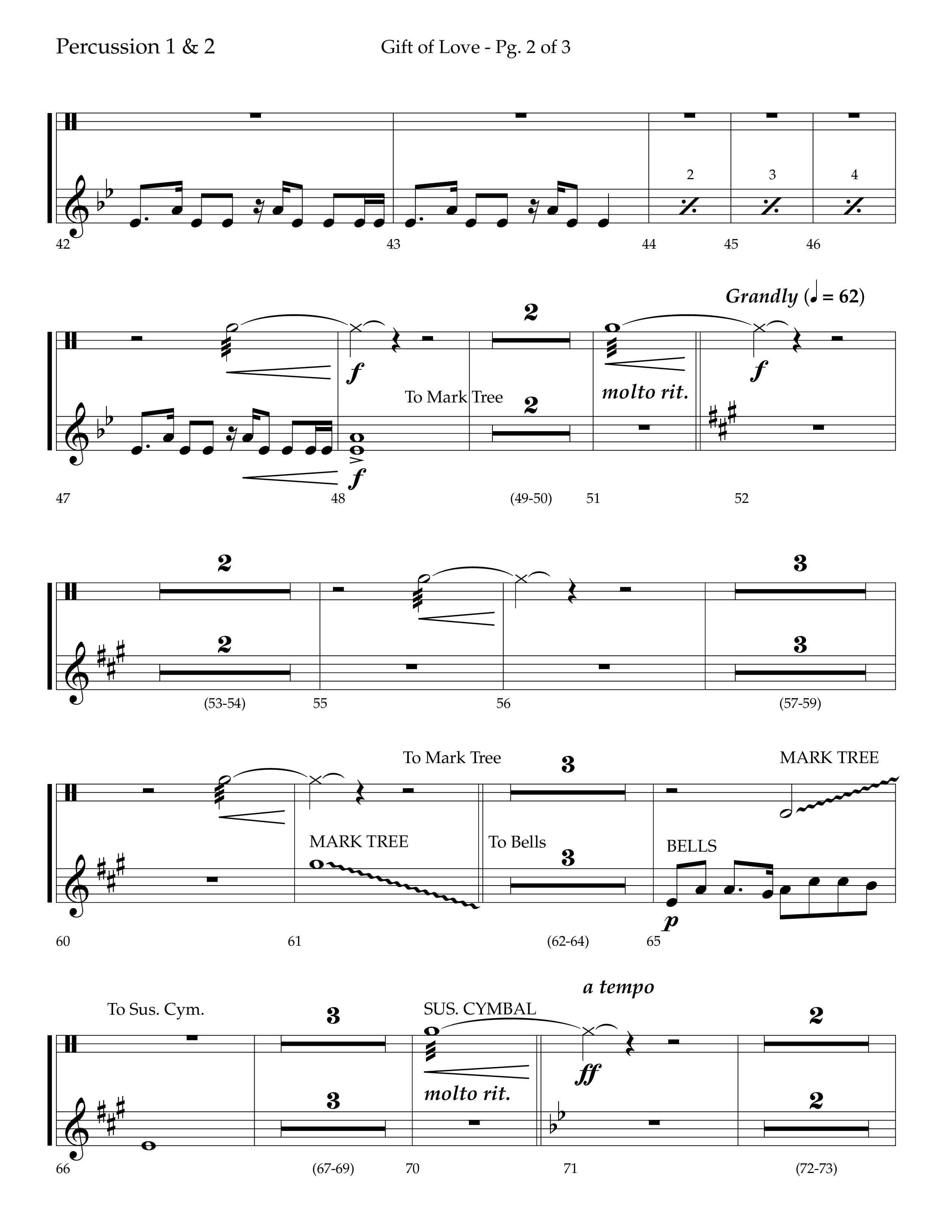 Gift Of Love (Choral Anthem SATB) Percussion 1/2 (Lifeway Choral / Arr. Bradley Knight)