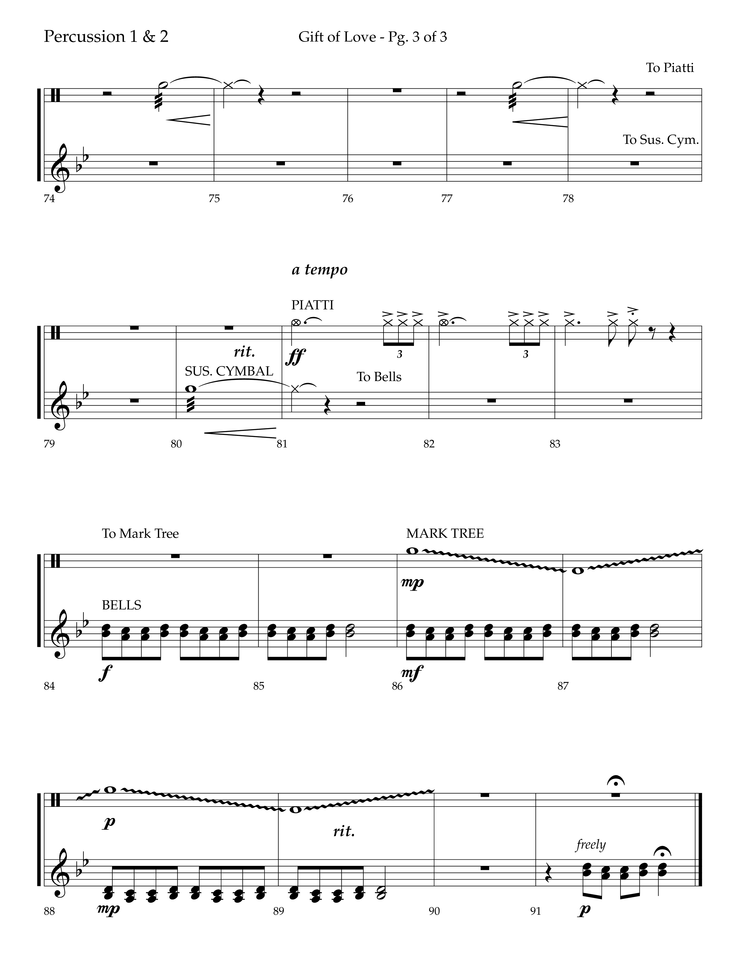 Gift Of Love (Choral Anthem SATB) Percussion 1/2 (Lifeway Choral / Arr. Bradley Knight)