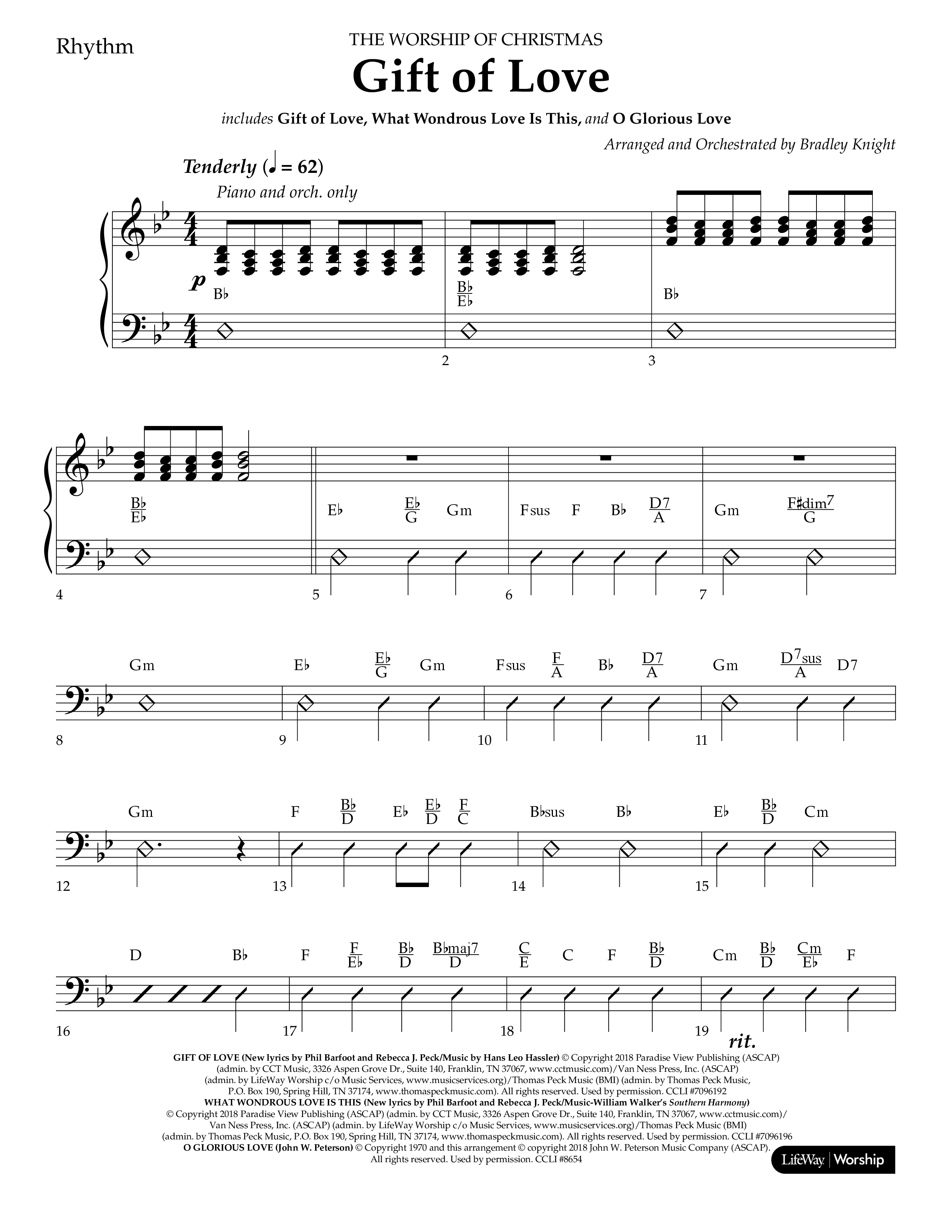 Gift Of Love (Choral Anthem SATB) Rhythm Chart (Lifeway Choral / Arr. Bradley Knight)