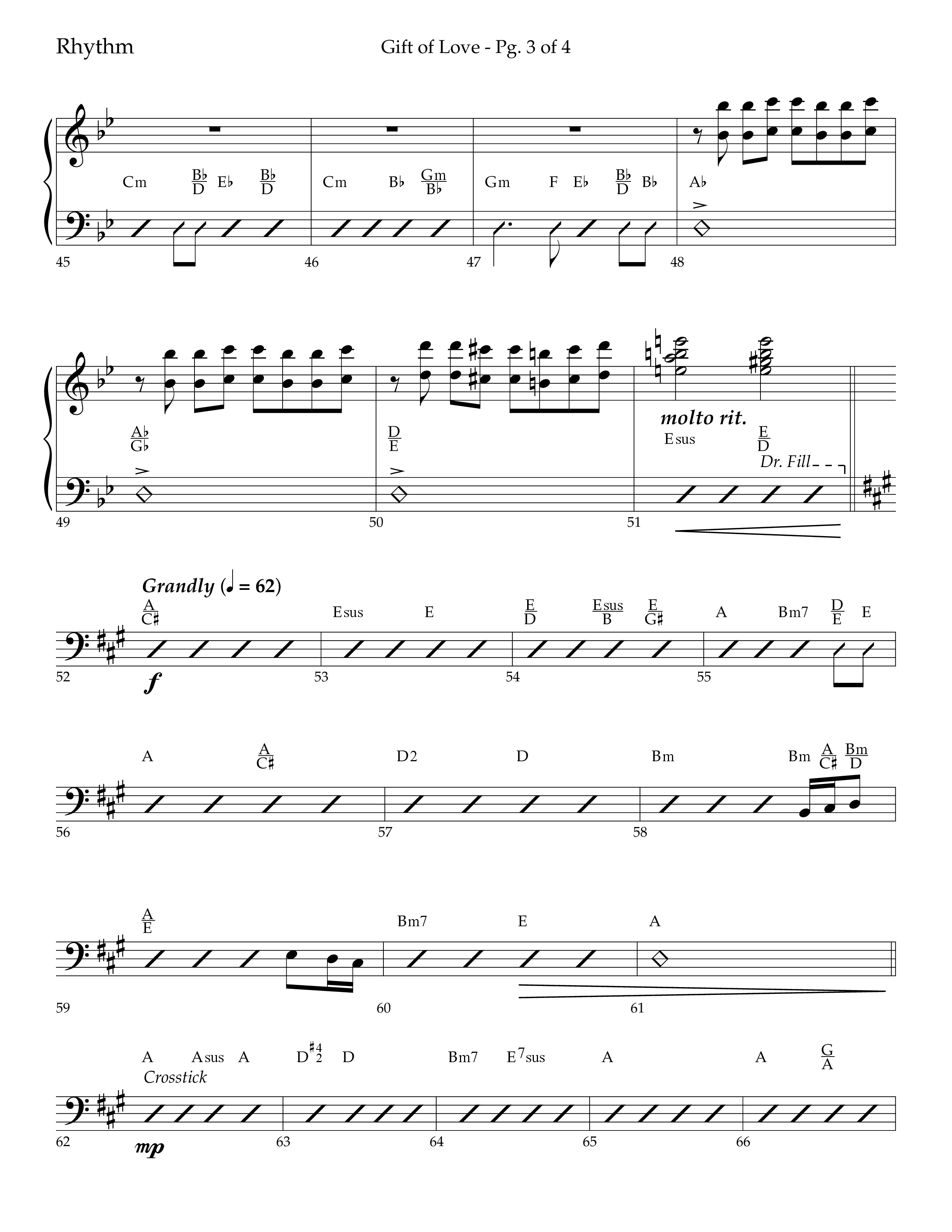 Gift Of Love (Choral Anthem SATB) Rhythm Chart (Lifeway Choral / Arr. Bradley Knight)