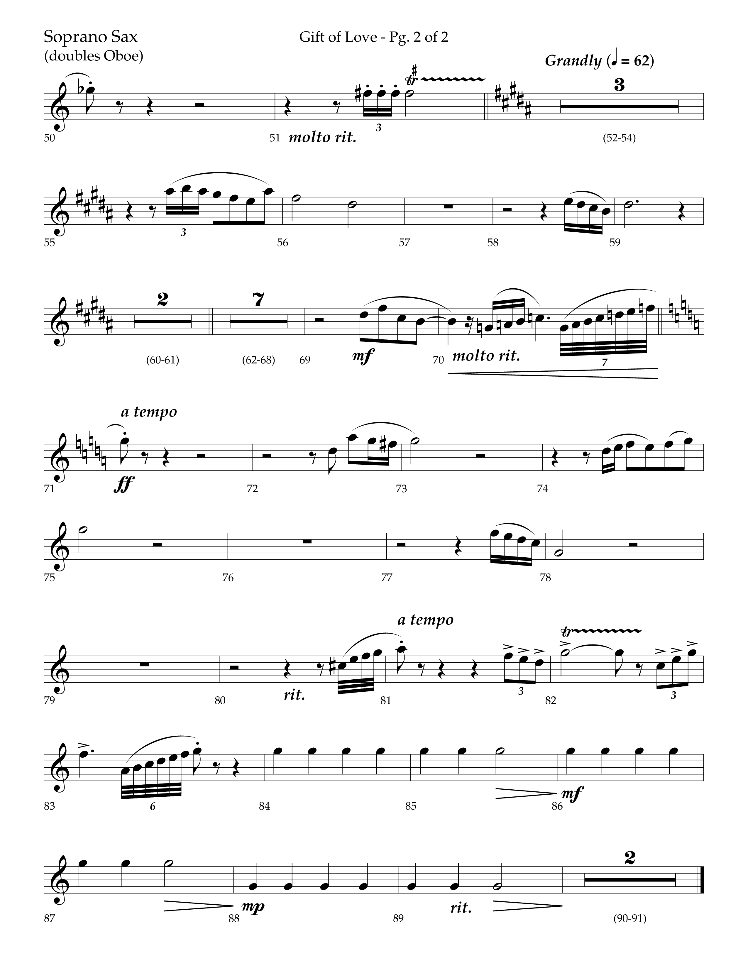 Gift Of Love (Choral Anthem SATB) Soprano Sax (Lifeway Choral / Arr. Bradley Knight)