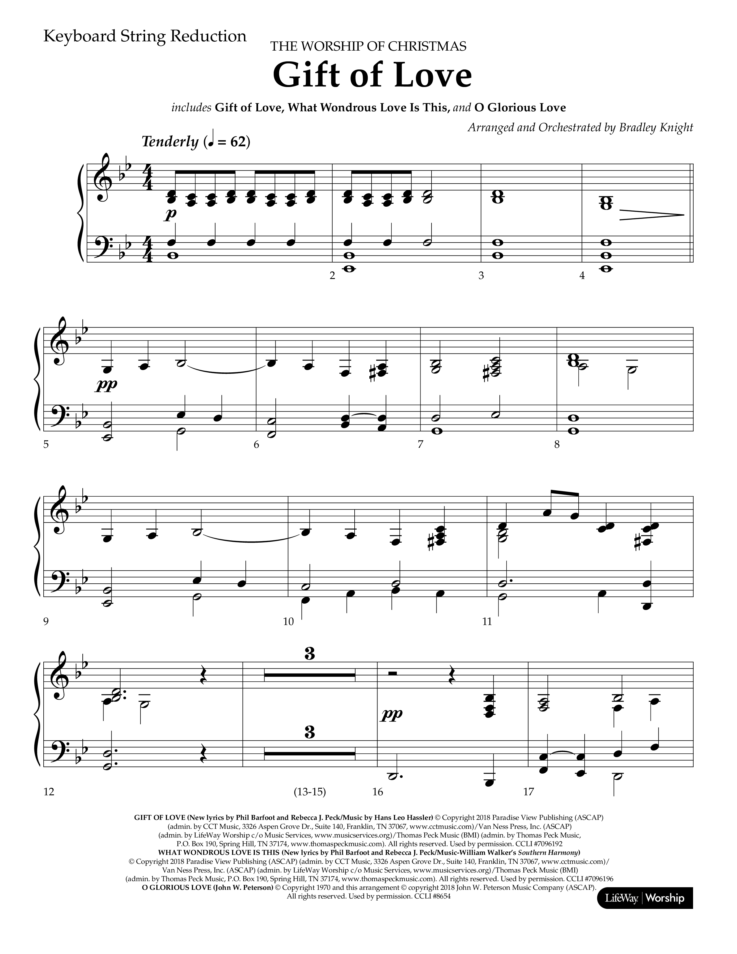 Gift Of Love (Choral Anthem SATB) String Reduction (Lifeway Choral / Arr. Bradley Knight)