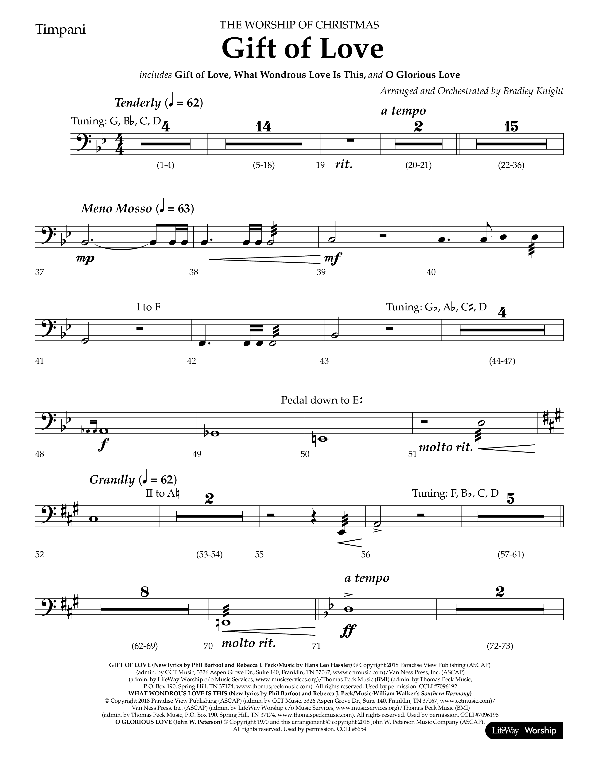 Gift Of Love (Choral Anthem SATB) Timpani (Lifeway Choral / Arr. Bradley Knight)