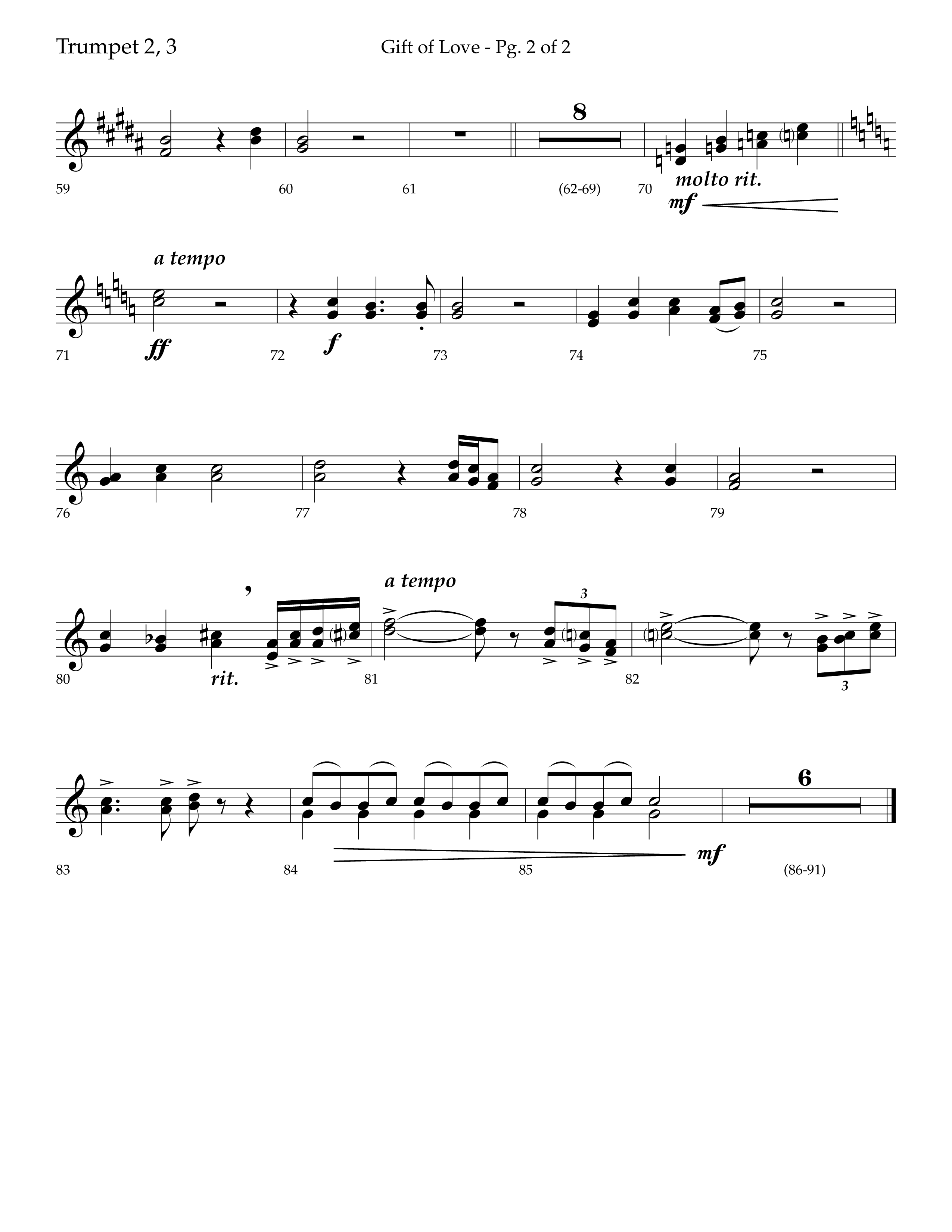 Gift Of Love (Choral Anthem SATB) Trumpet 2/3 (Lifeway Choral / Arr. Bradley Knight)