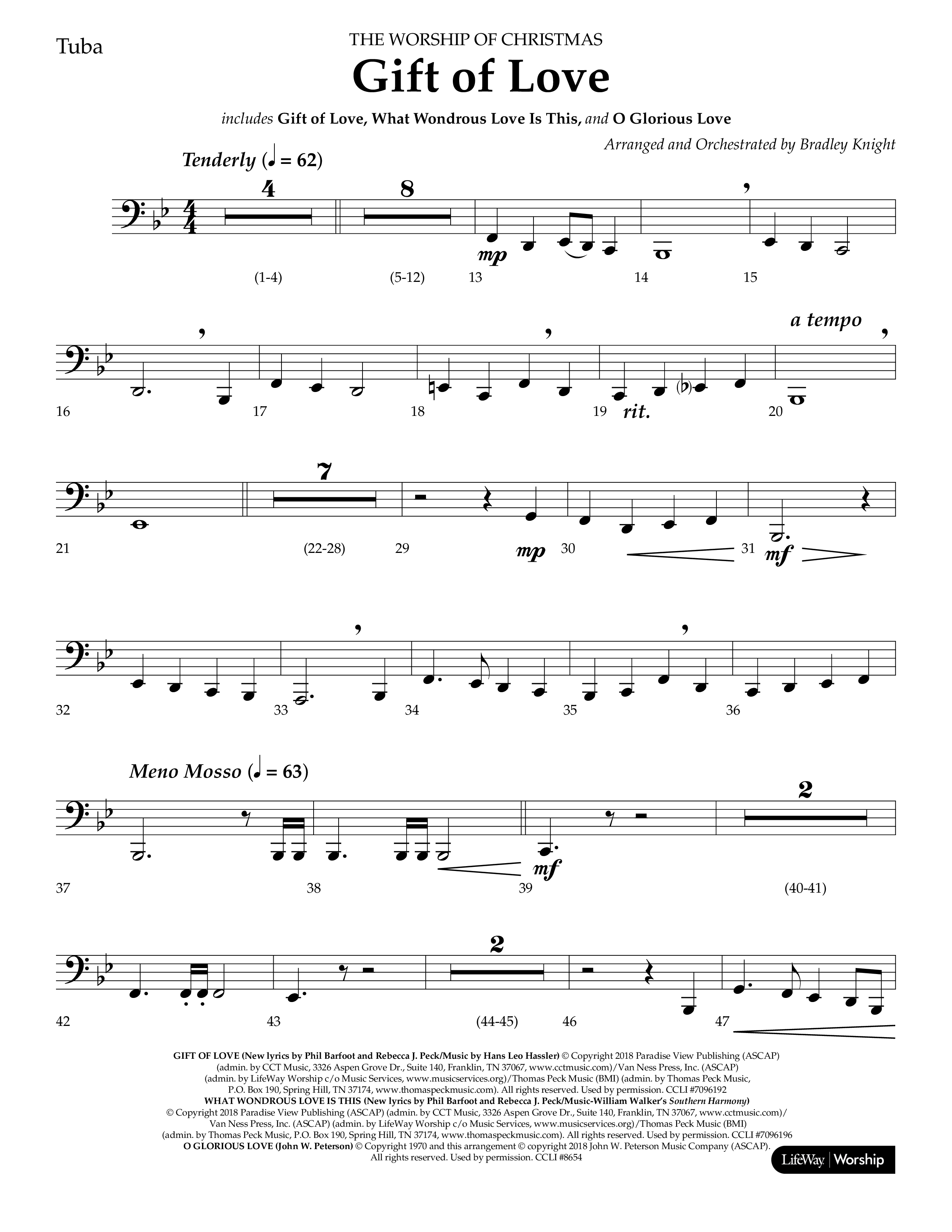 Gift Of Love (Choral Anthem SATB) Tuba (Lifeway Choral / Arr. Bradley Knight)