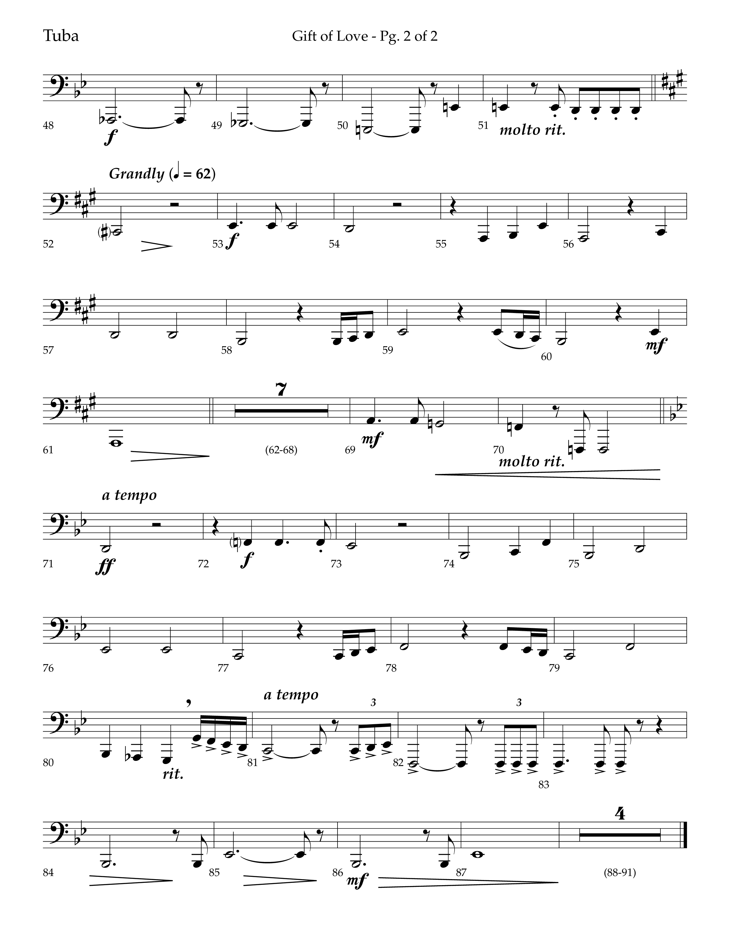 Gift Of Love (Choral Anthem SATB) Tuba (Lifeway Choral / Arr. Bradley Knight)