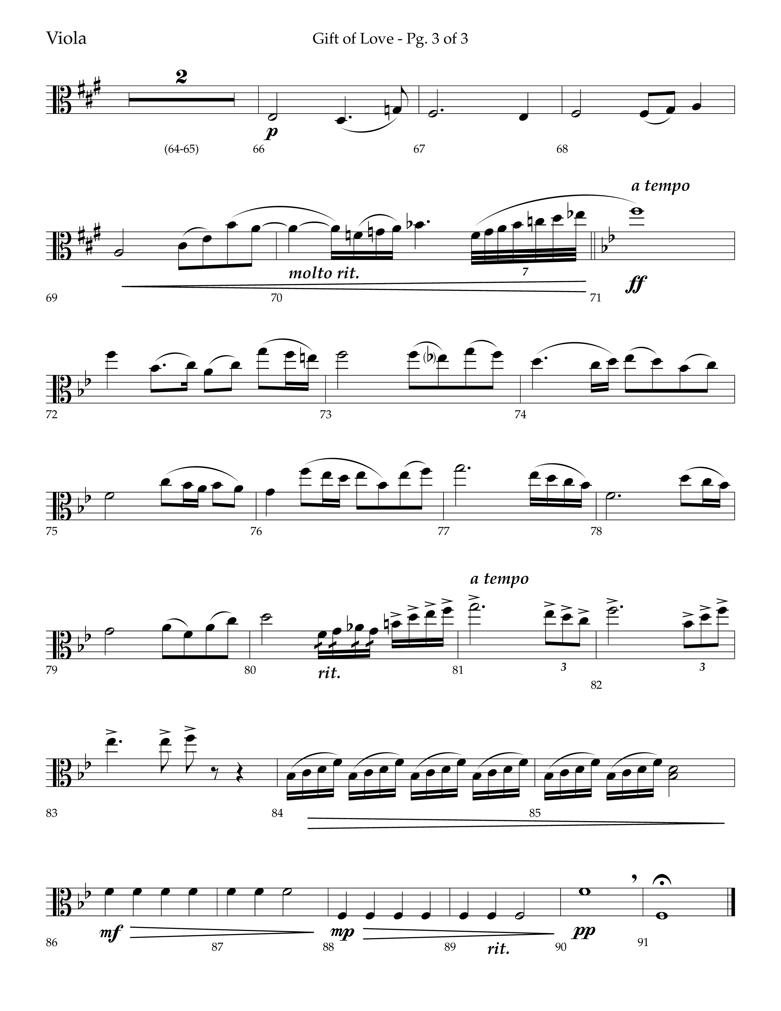 Gift Of Love (Choral Anthem SATB) Viola (Lifeway Choral / Arr. Bradley Knight)