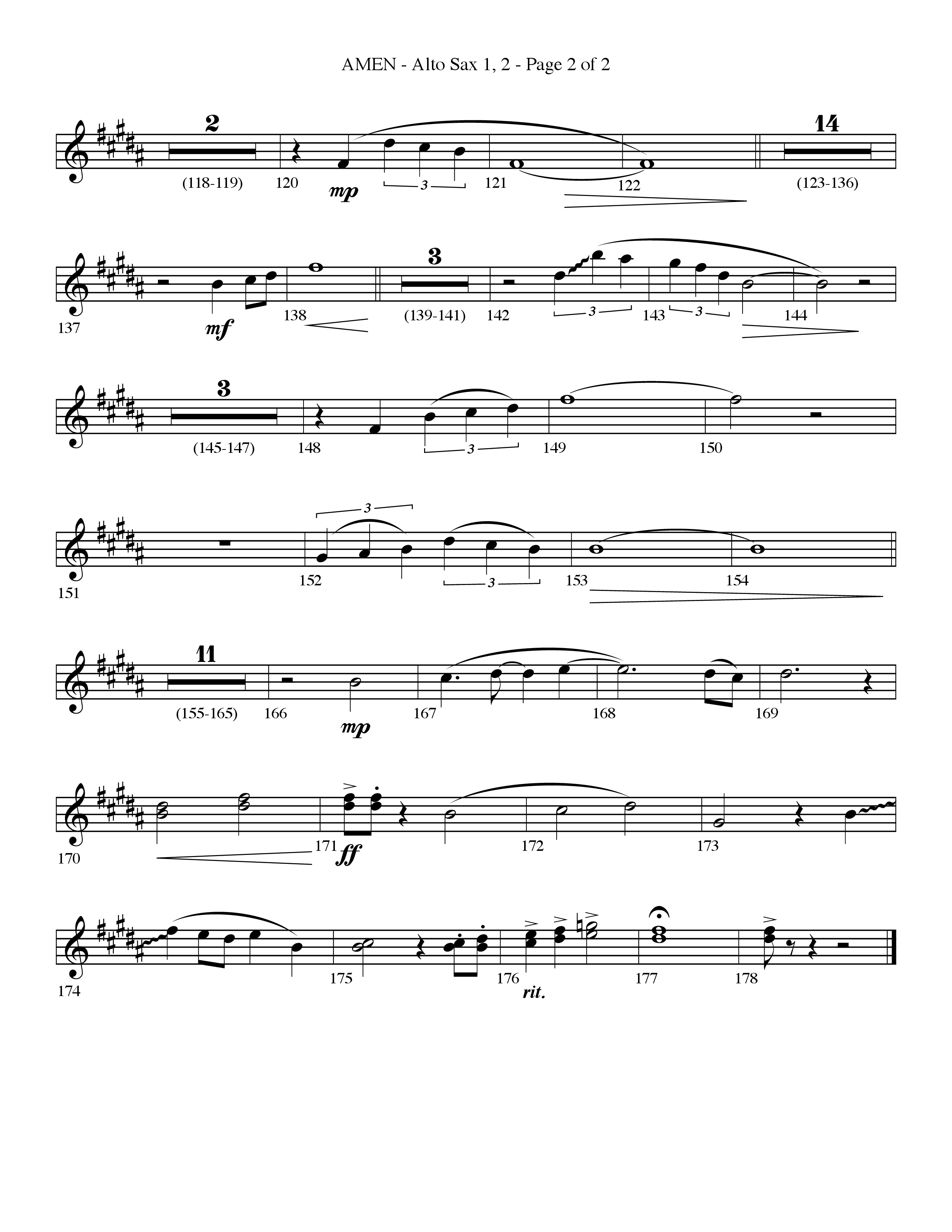 Amen (Choral Anthem SATB) Alto Sax 1/2 (Lifeway Choral / Arr. Bradley Knight)