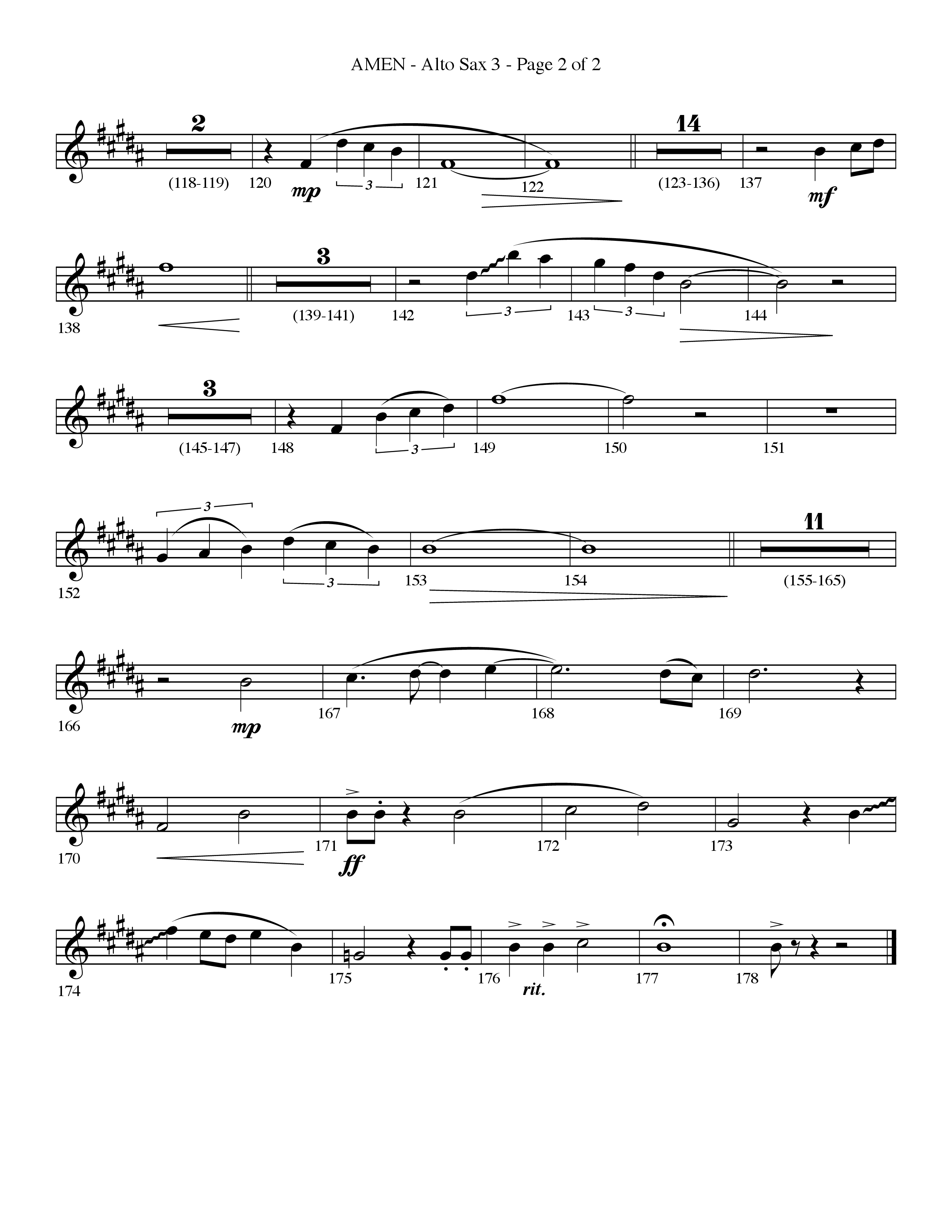 Amen (Choral Anthem SATB) Alto Sax (Lifeway Choral / Arr. Bradley Knight)