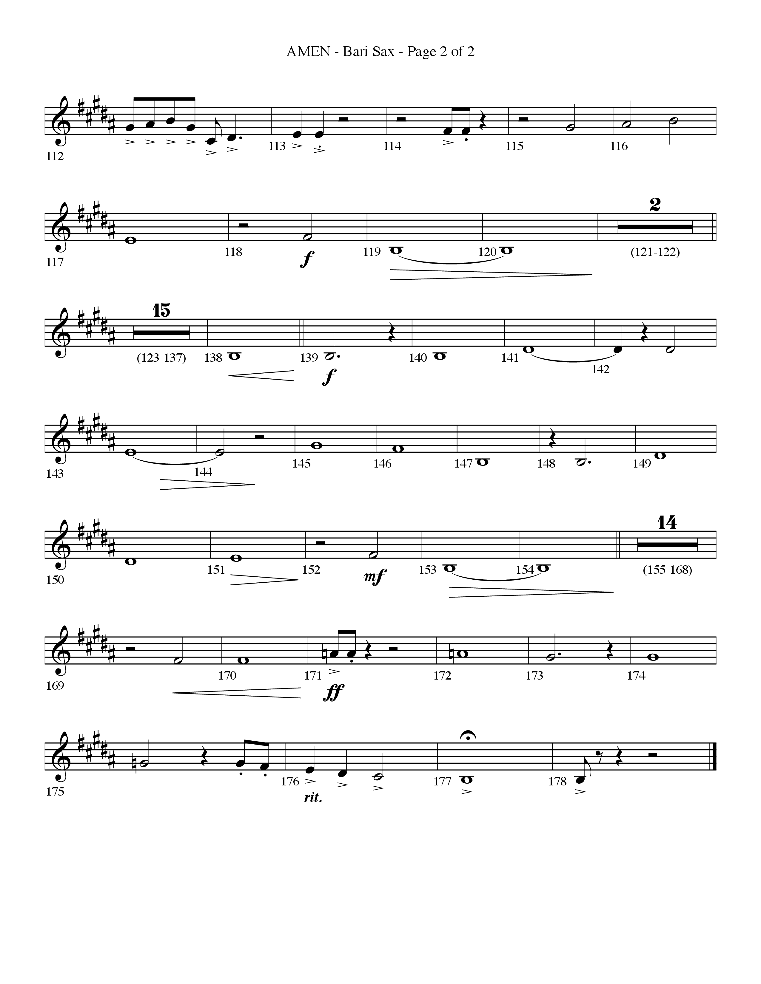 Amen (Choral Anthem SATB) Bari Sax (Lifeway Choral / Arr. Bradley Knight)