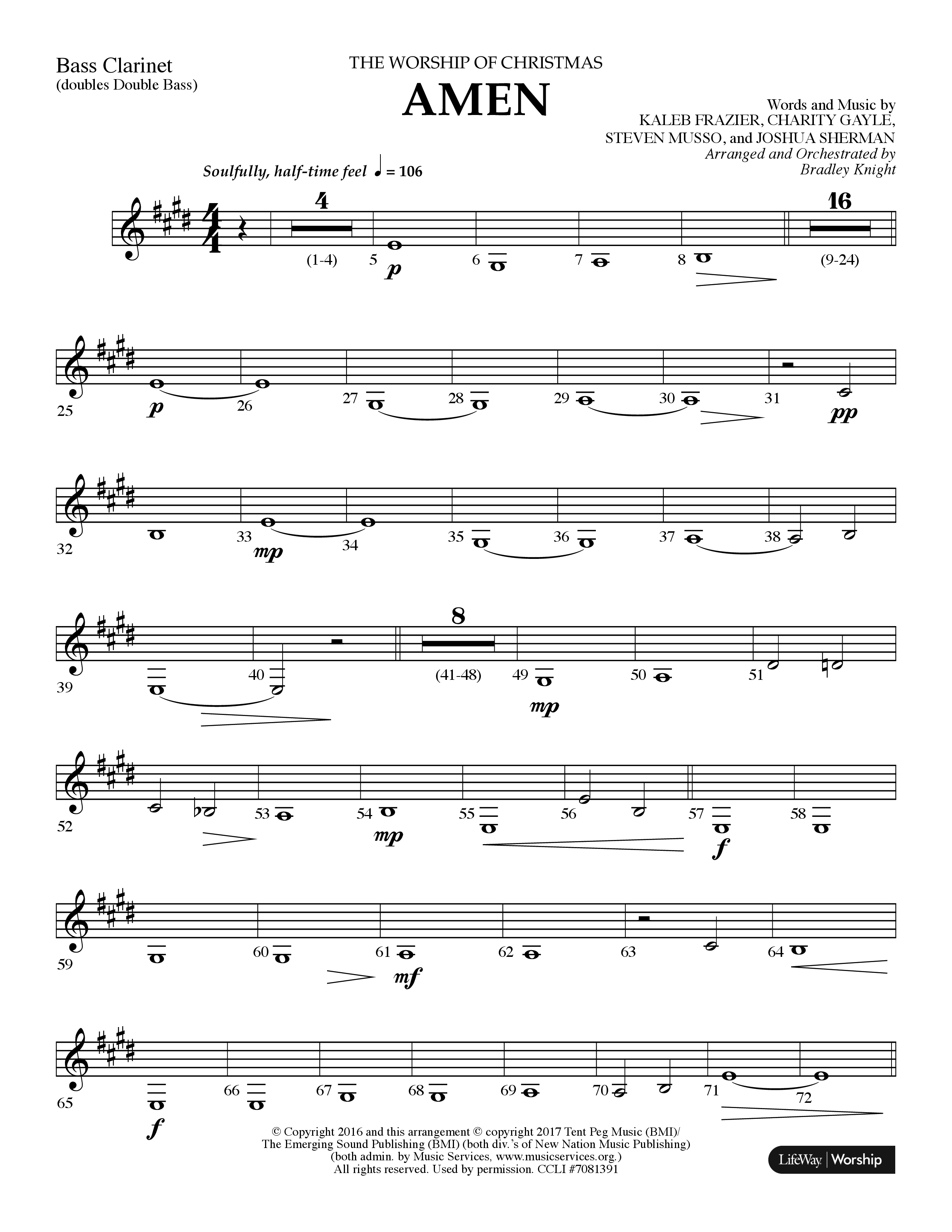 Amen (Choral Anthem SATB) Bass Clarinet (Lifeway Choral / Arr. Bradley Knight)