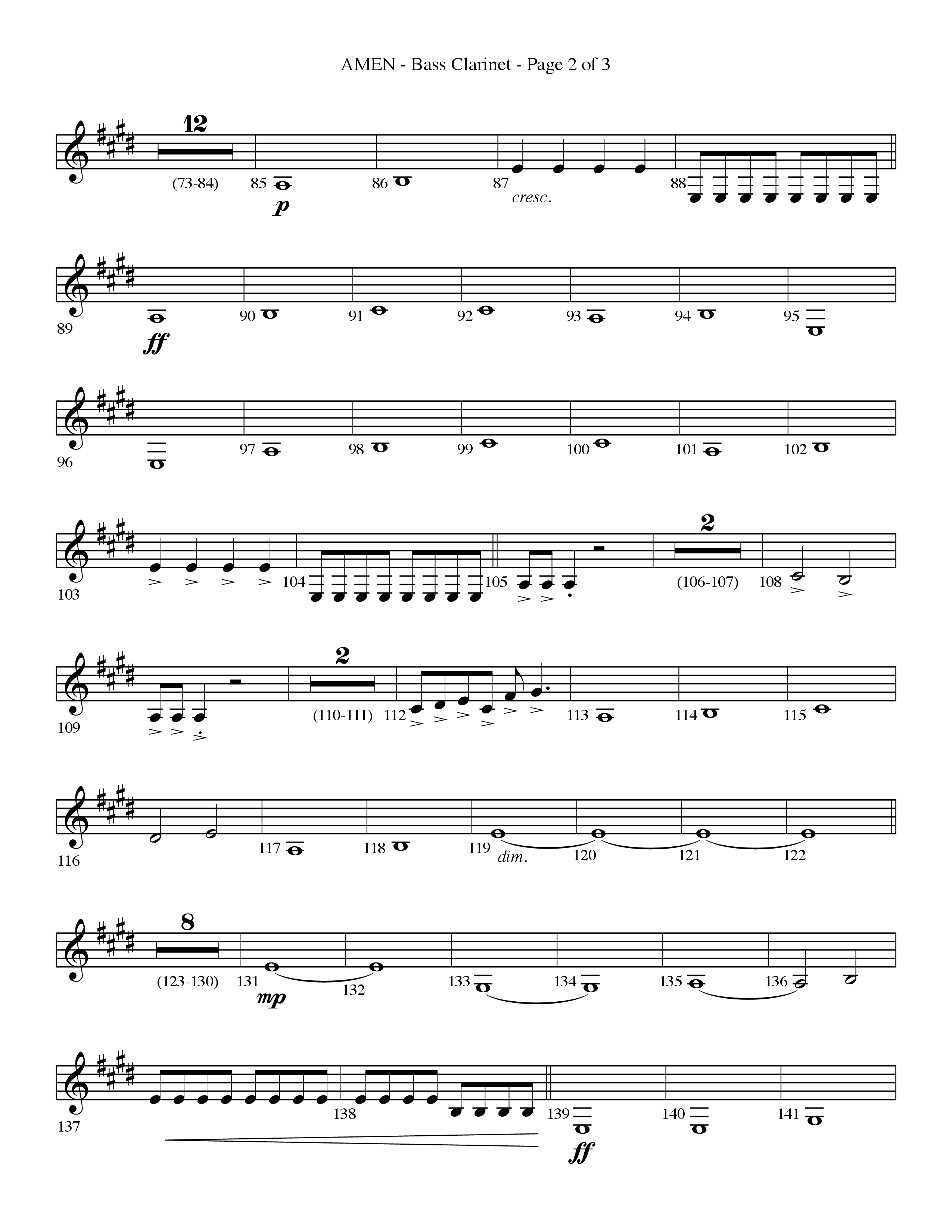 Amen (Choral Anthem SATB) Bass Clarinet (Lifeway Choral / Arr. Bradley Knight)