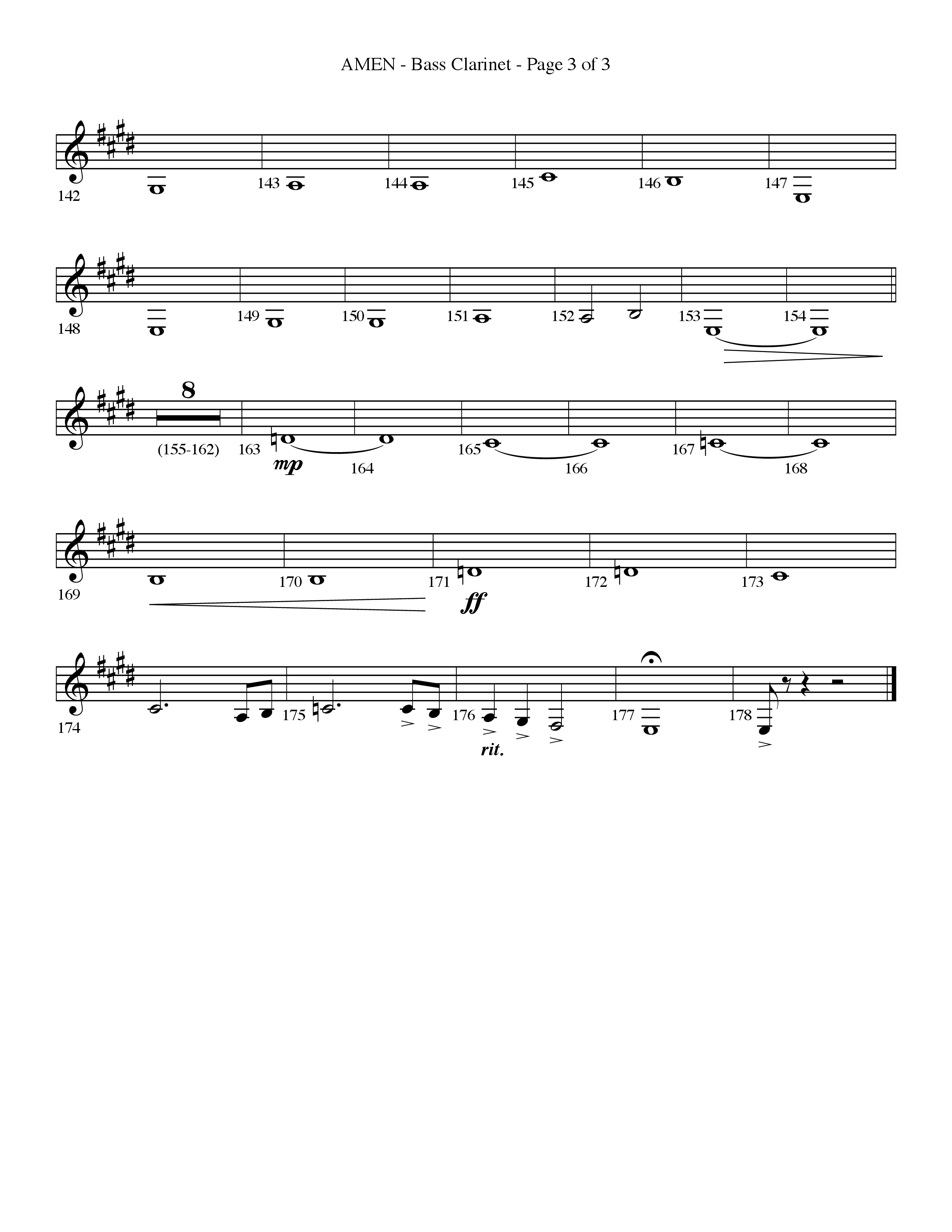 Amen (Choral Anthem SATB) Bass Clarinet (Lifeway Choral / Arr. Bradley Knight)