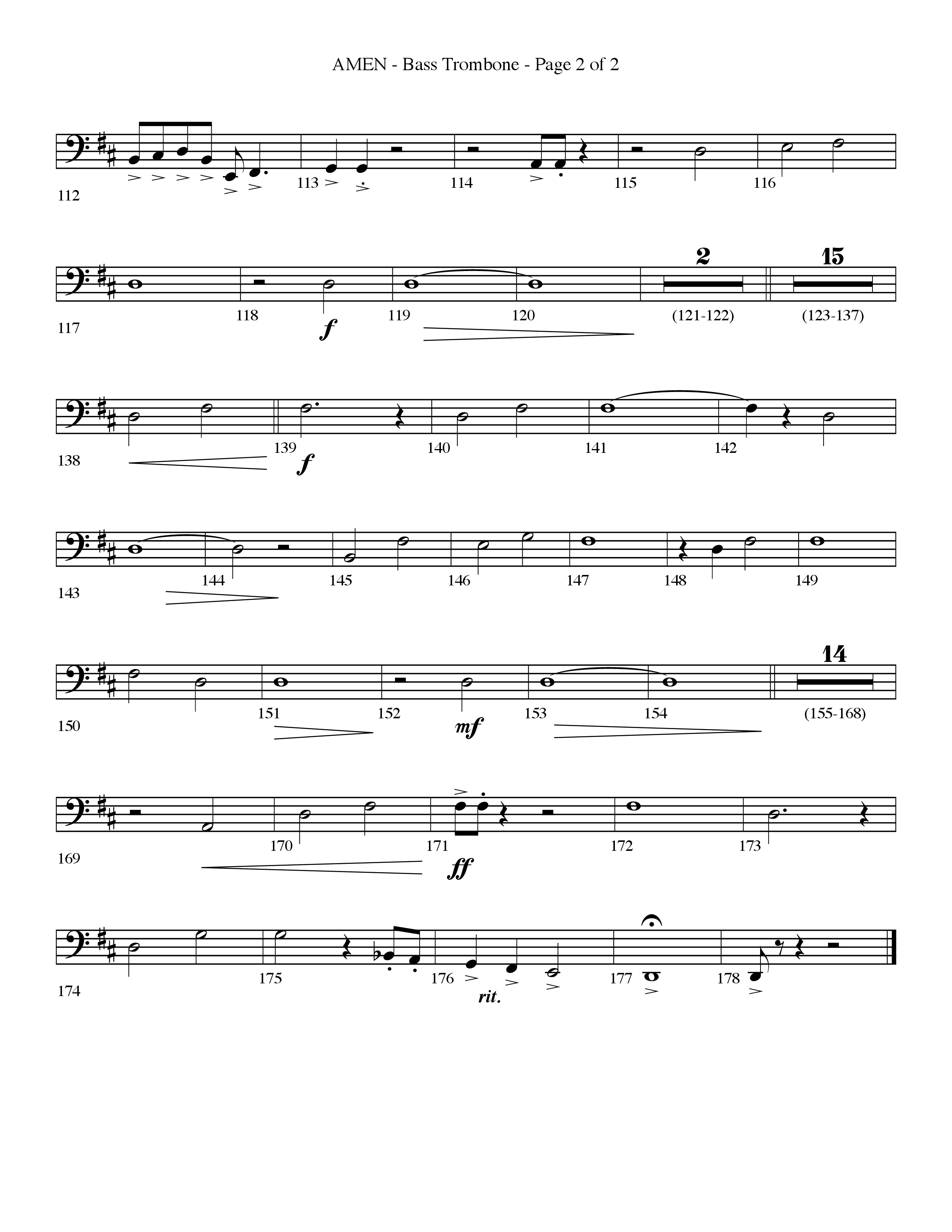 Amen (Choral Anthem SATB) Bass Trombone (Lifeway Choral / Arr. Bradley Knight)