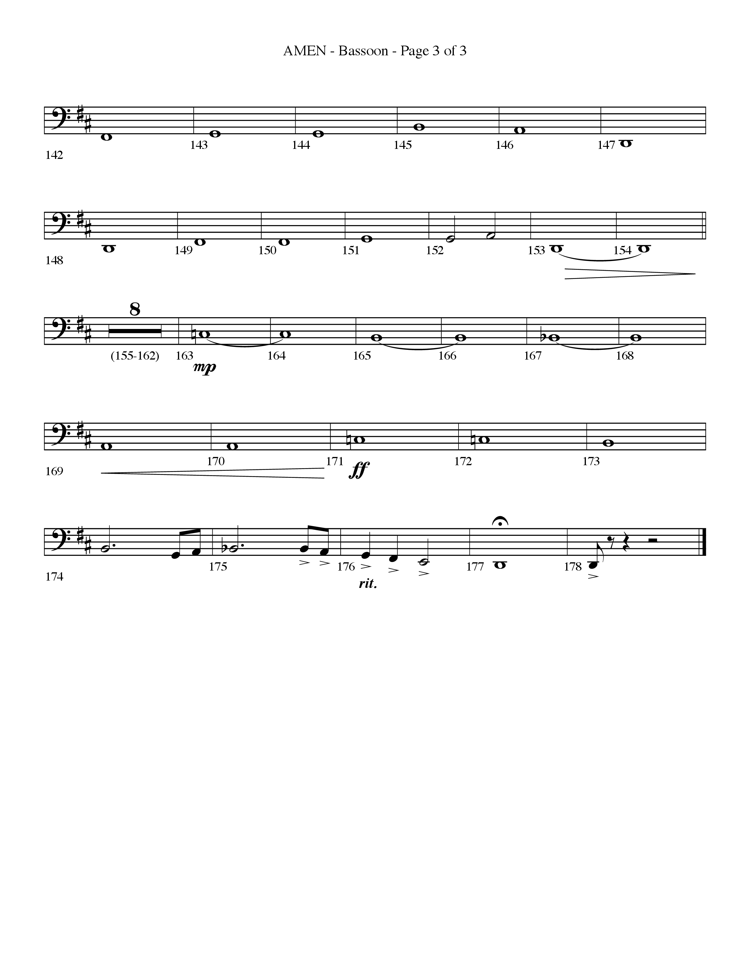 Amen (Choral Anthem SATB) Bassoon (Lifeway Choral / Arr. Bradley Knight)