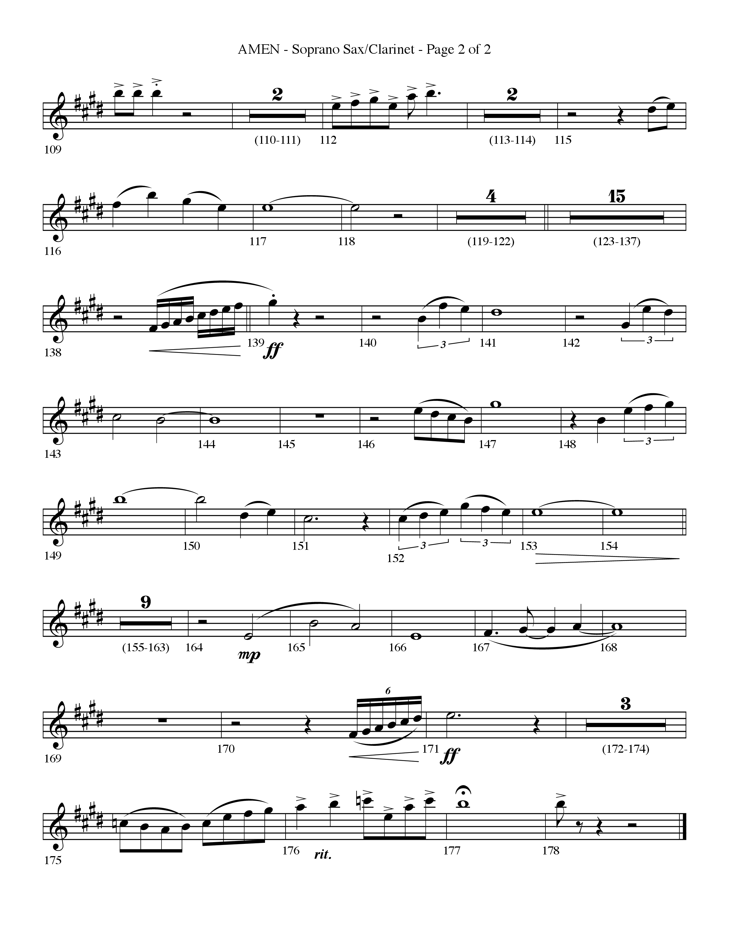 Amen (Choral Anthem SATB) Clarinet/Soprano Sax (Lifeway Choral / Arr. Bradley Knight)