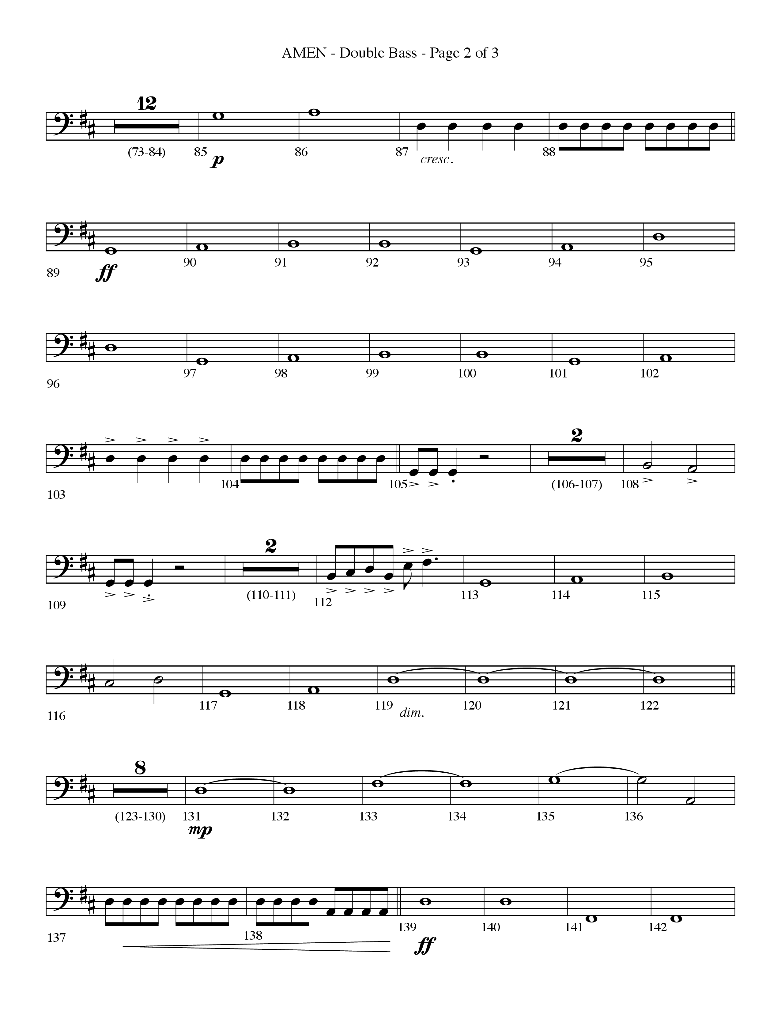 Amen (Choral Anthem SATB) Double Bass (Lifeway Choral / Arr. Bradley Knight)