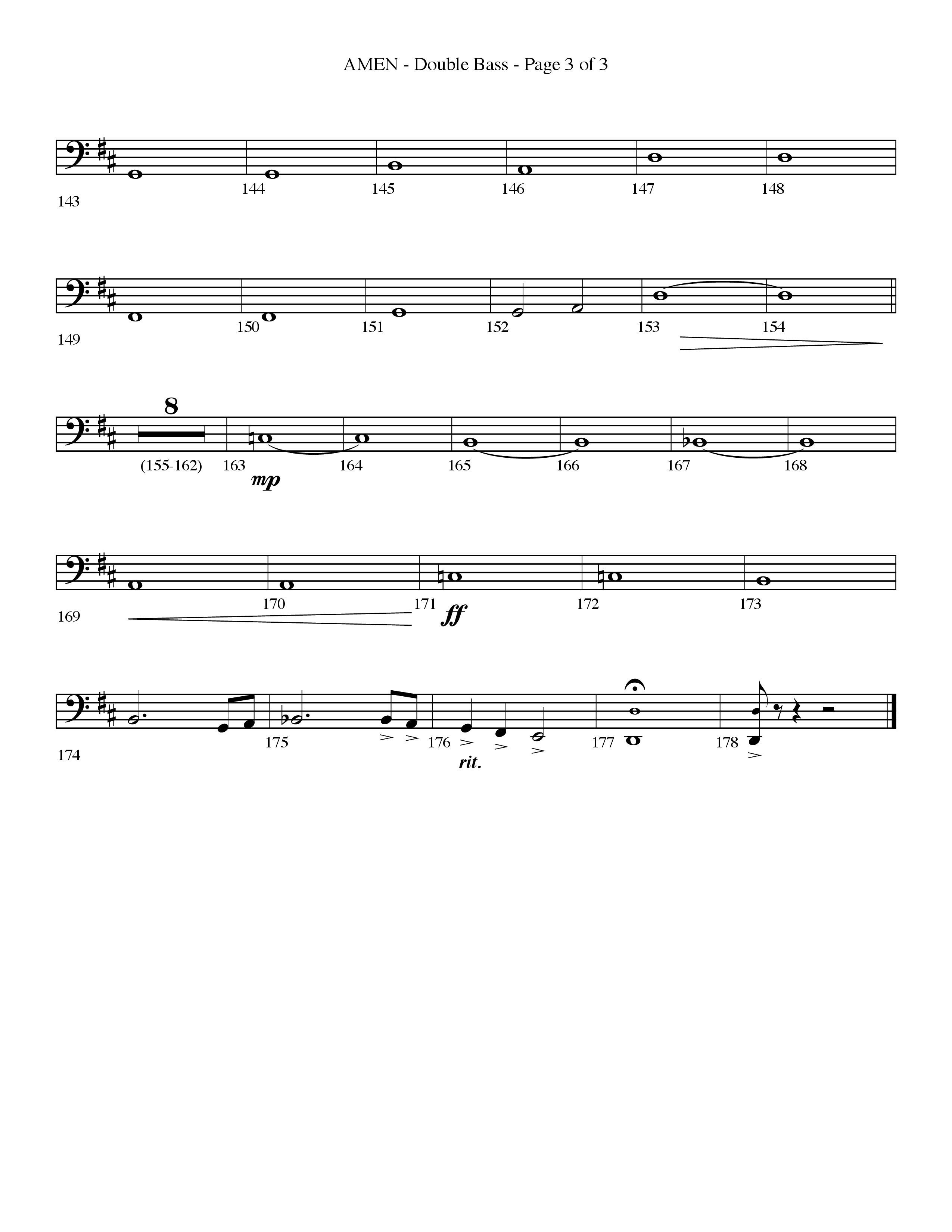 Amen (Choral Anthem SATB) Double Bass (Lifeway Choral / Arr. Bradley Knight)