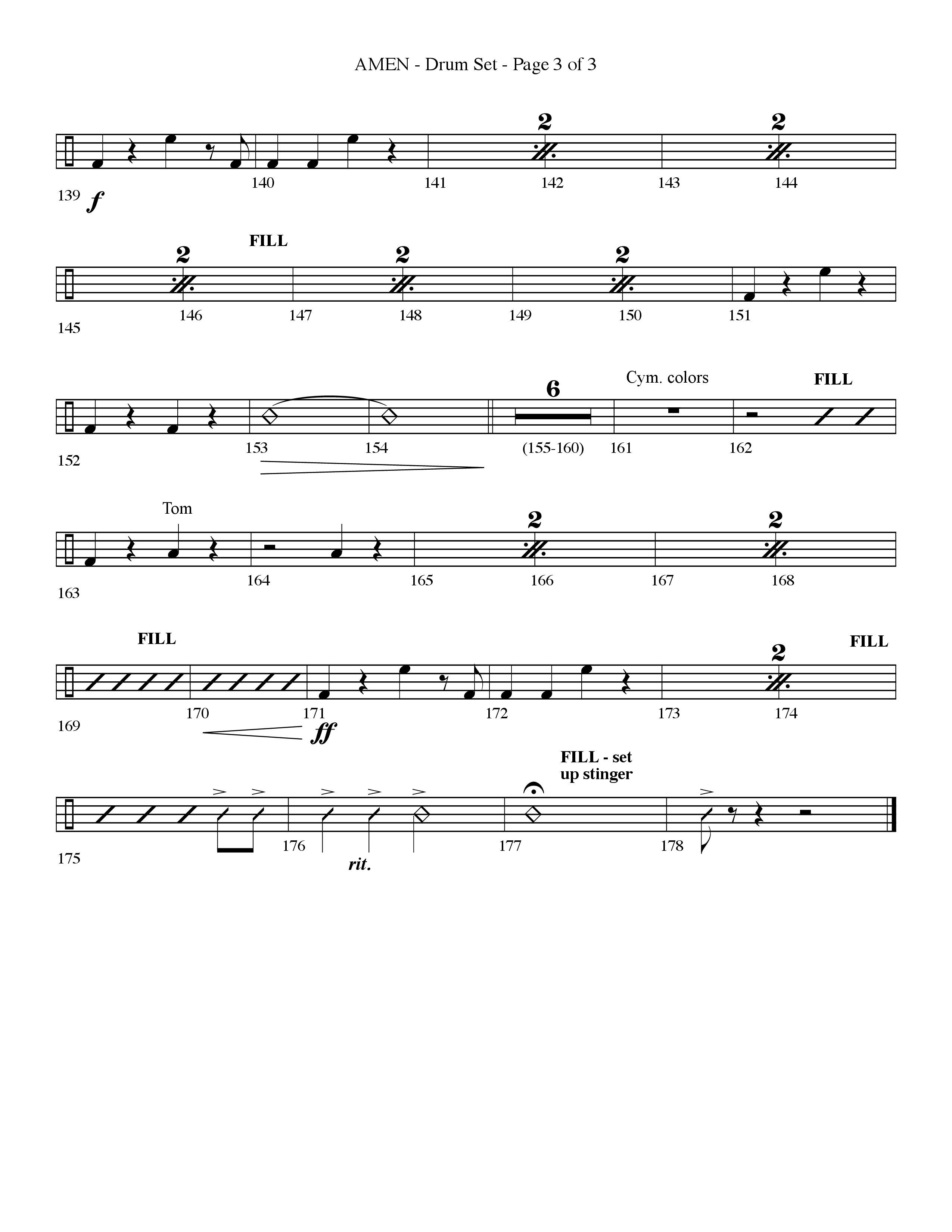 Amen (Choral Anthem SATB) Drum Set (Lifeway Choral / Arr. Bradley Knight)