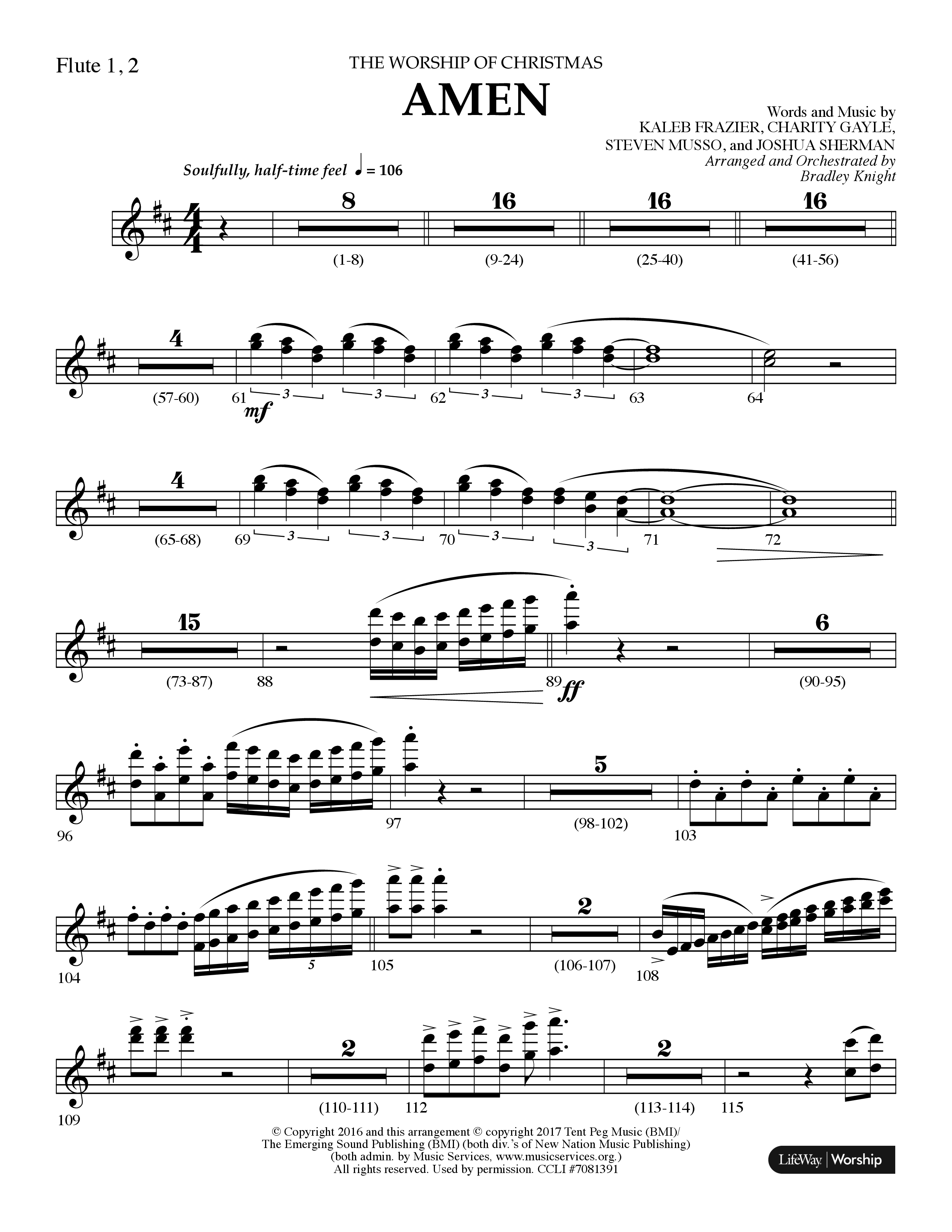 Amen (Choral Anthem SATB) Flute 1/2 (Lifeway Choral / Arr. Bradley Knight)