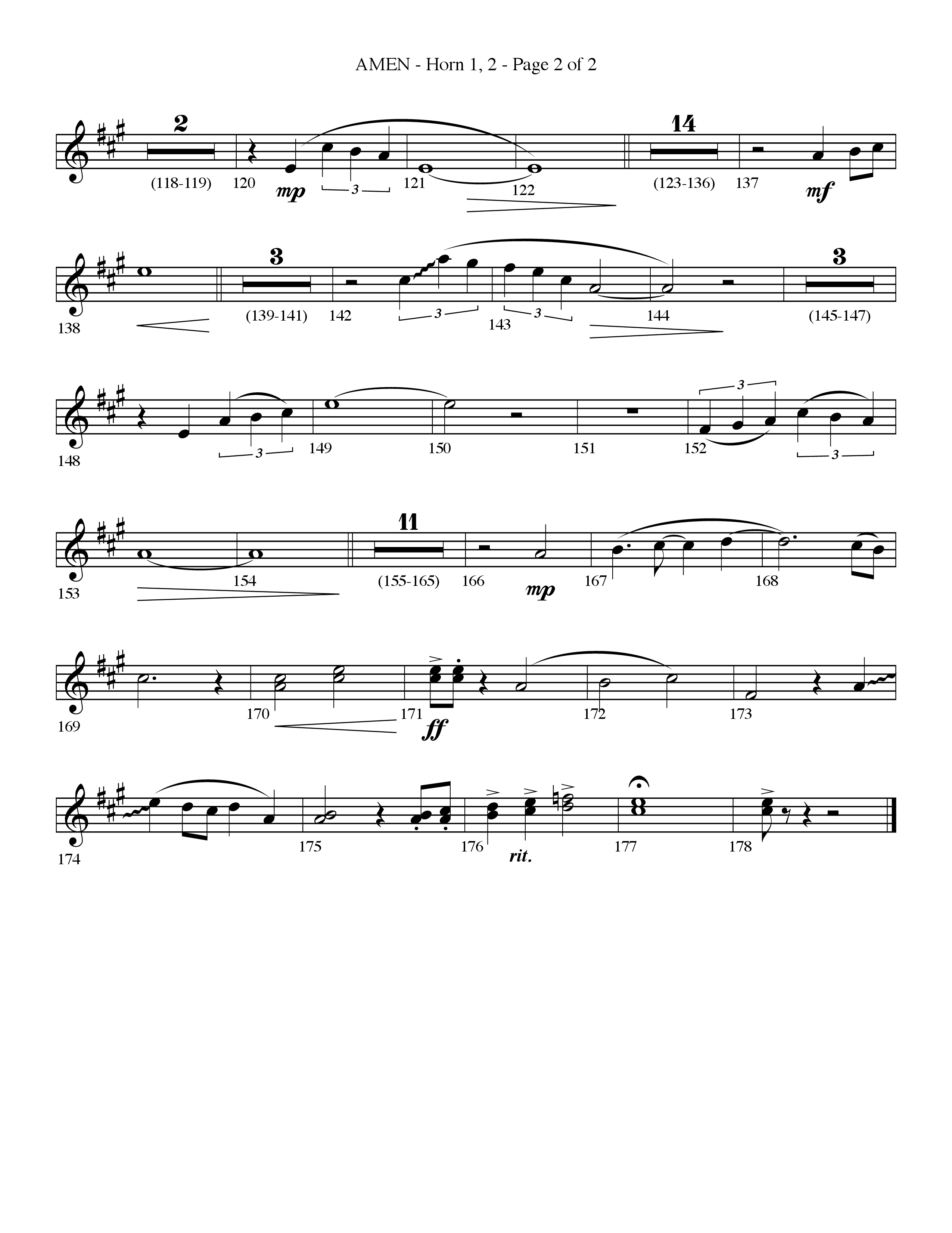 Amen (Choral Anthem SATB) French Horn 1/2 (Lifeway Choral / Arr. Bradley Knight)