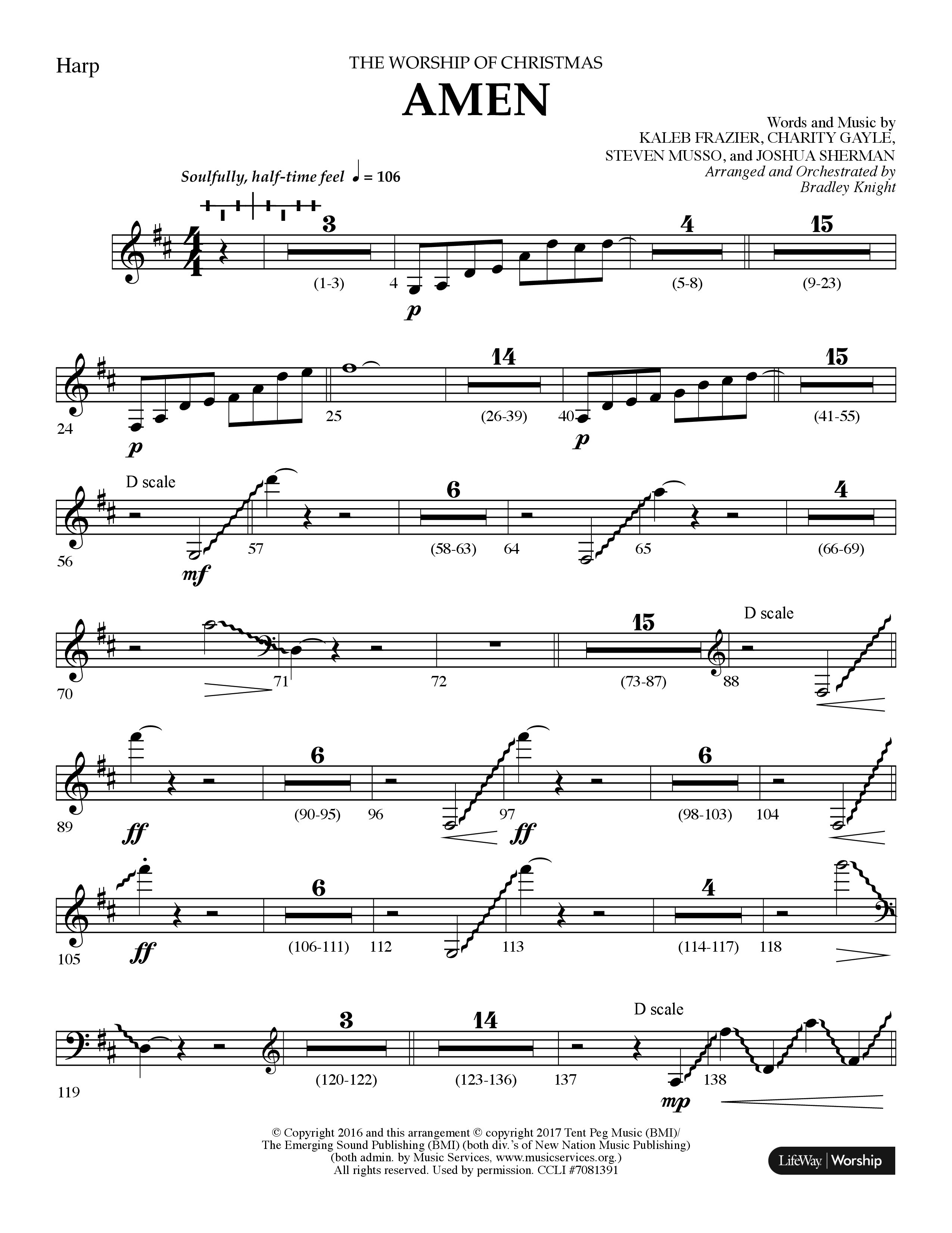 Amen (Choral Anthem SATB) Harp (Lifeway Choral / Arr. Bradley Knight)
