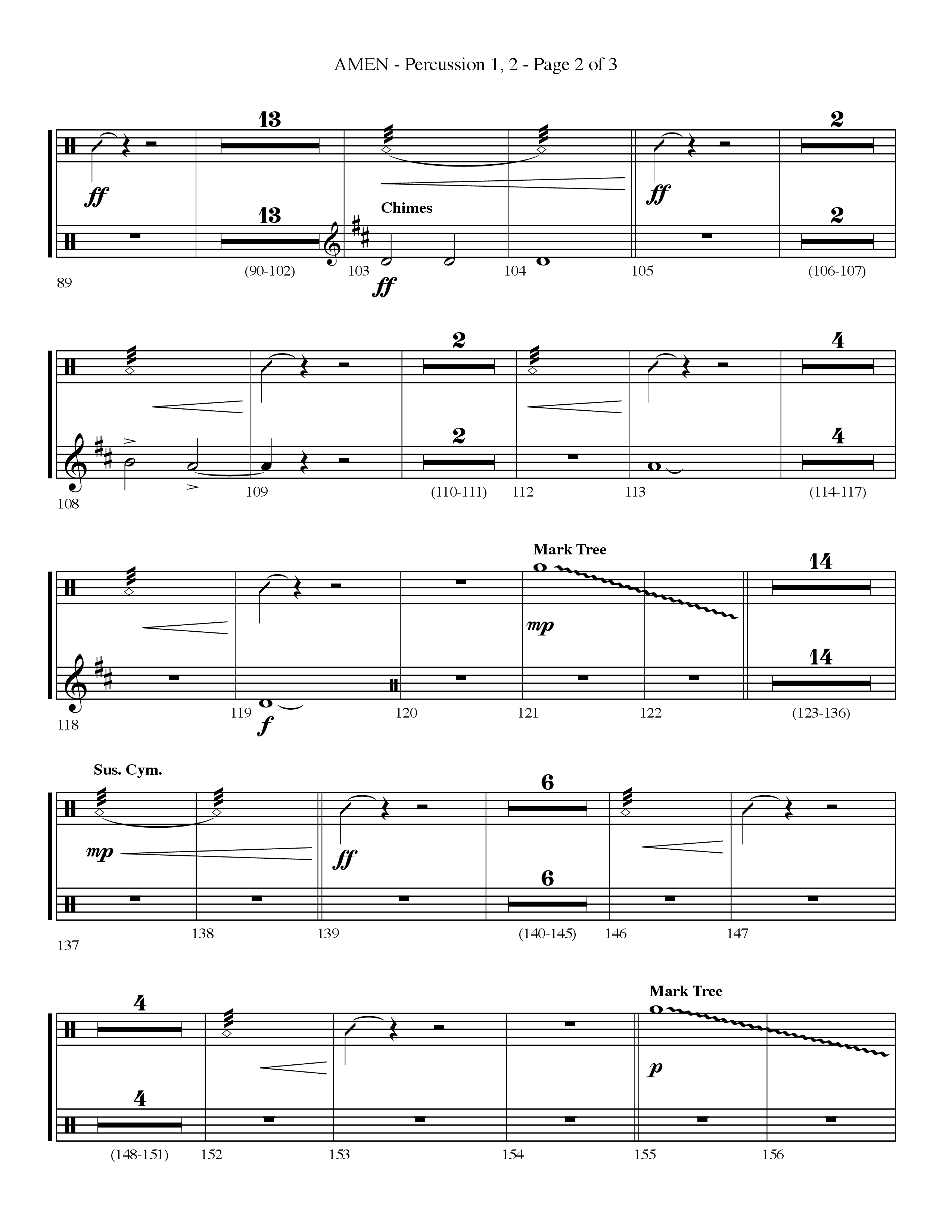 Amen (Choral Anthem SATB) Percussion 1/2 (Lifeway Choral / Arr. Bradley Knight)