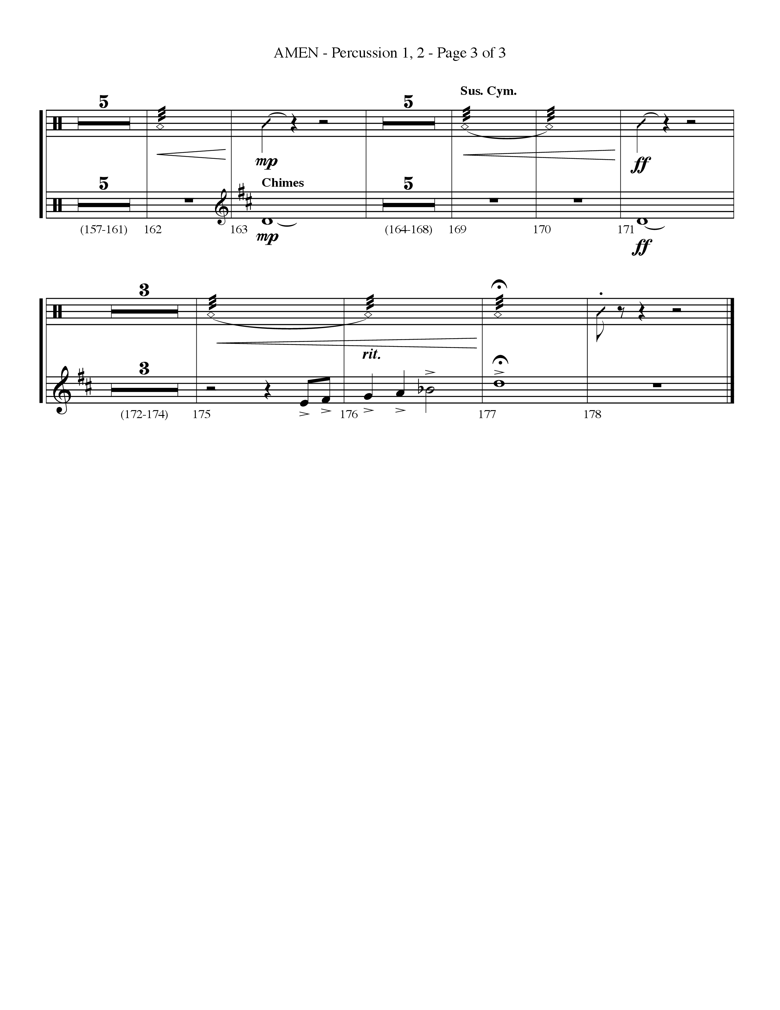 Amen (Choral Anthem SATB) Percussion 1/2 (Lifeway Choral / Arr. Bradley Knight)