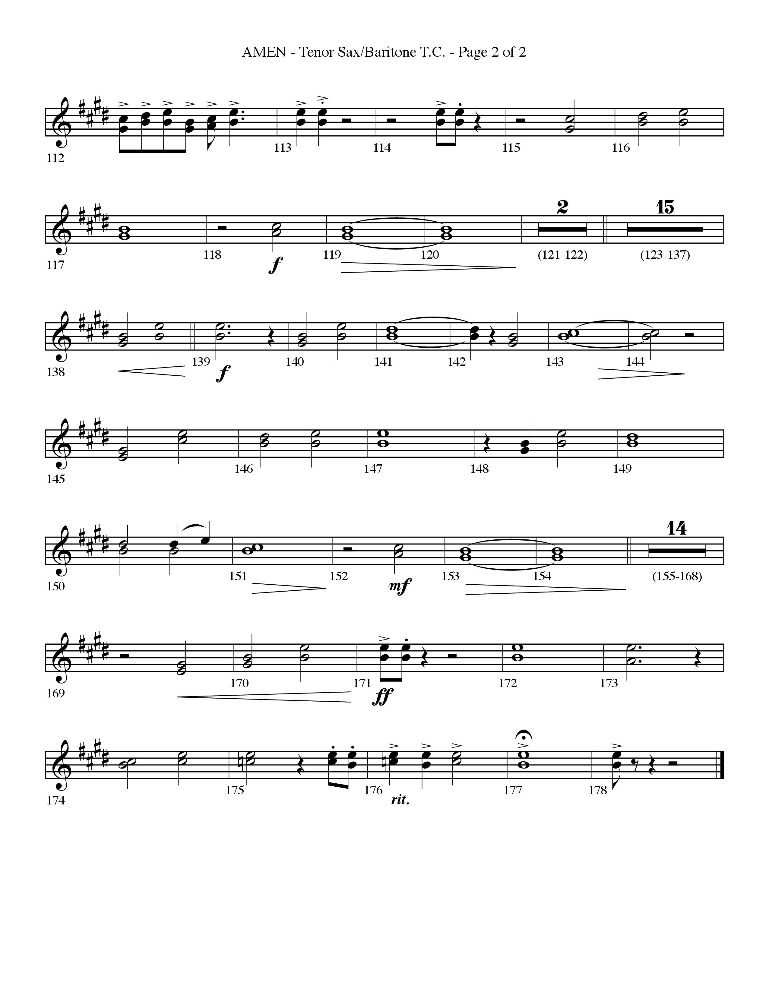 Amen (Choral Anthem SATB) Tenor Sax/Baritone T.C. (Lifeway Choral / Arr. Bradley Knight)