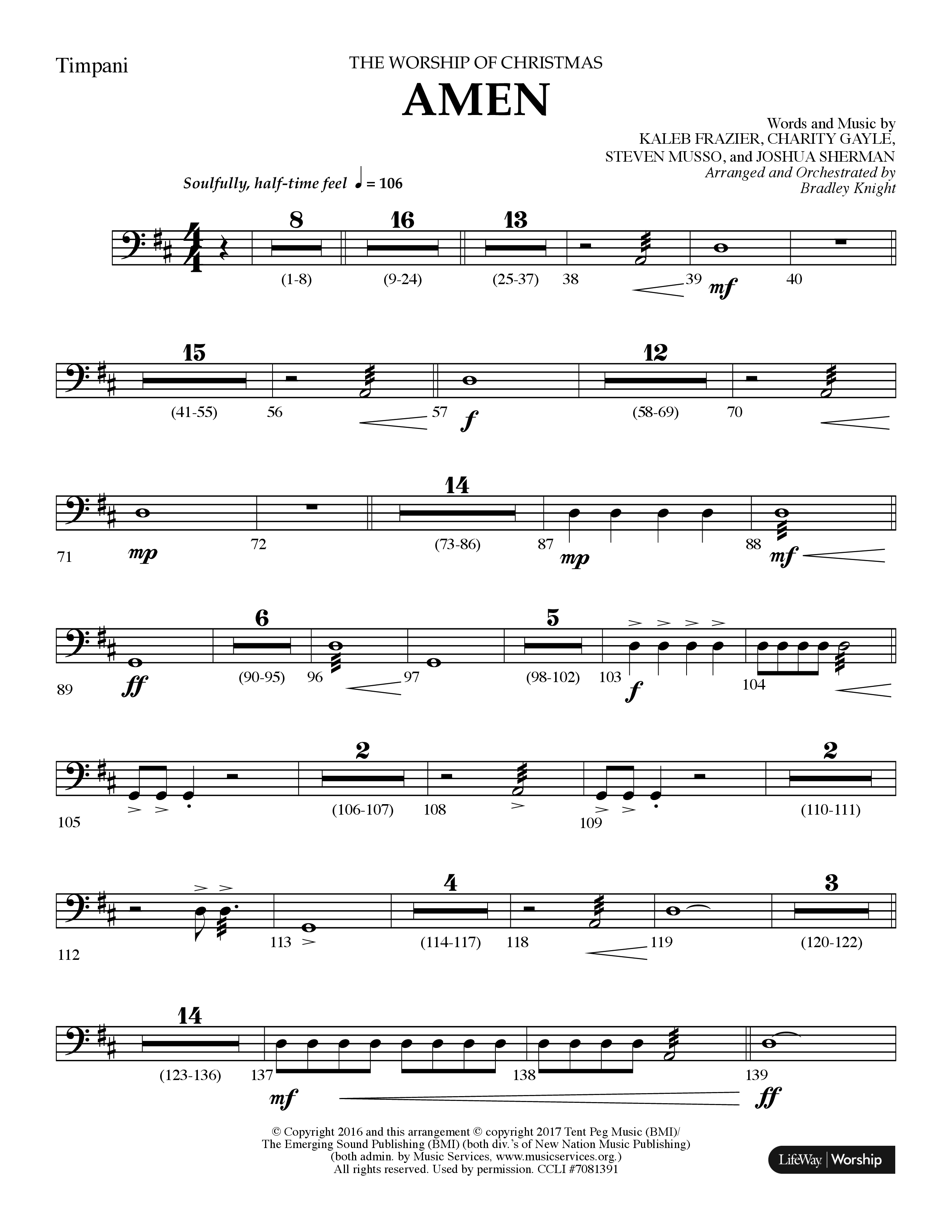 Amen (Choral Anthem SATB) Timpani (Lifeway Choral / Arr. Bradley Knight)