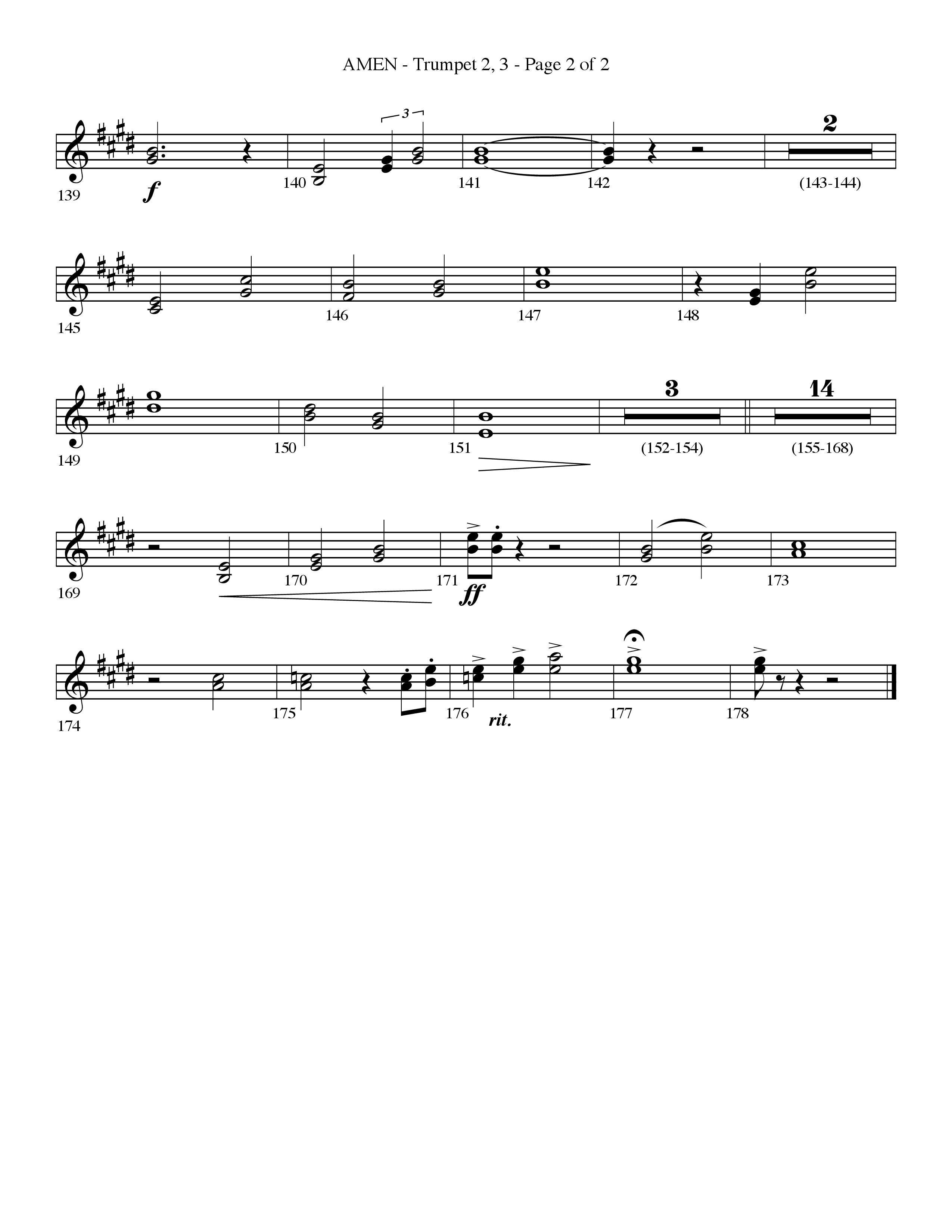 Amen (Choral Anthem SATB) Trumpet 2/3 (Lifeway Choral / Arr. Bradley Knight)
