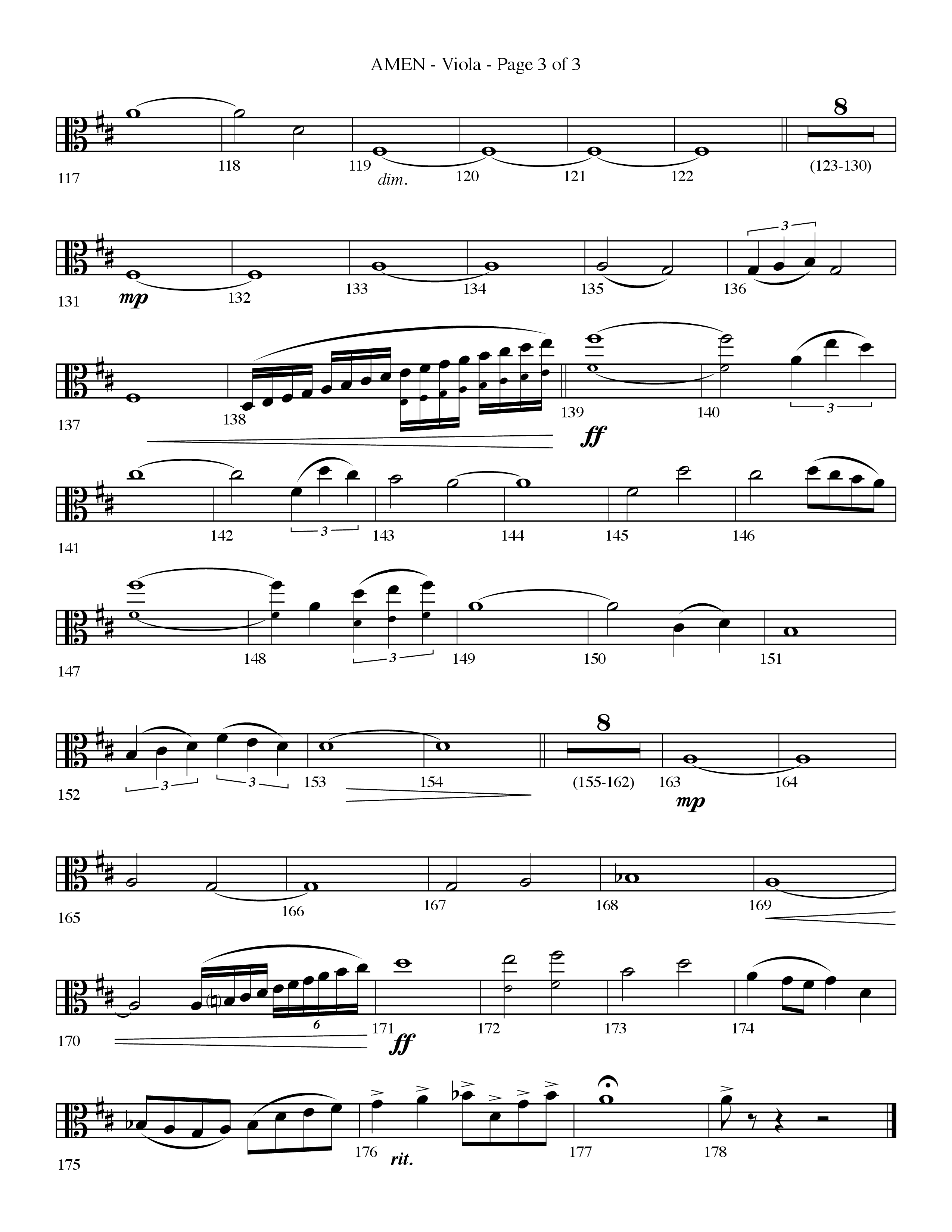 Amen (Choral Anthem SATB) Viola (Lifeway Choral / Arr. Bradley Knight)