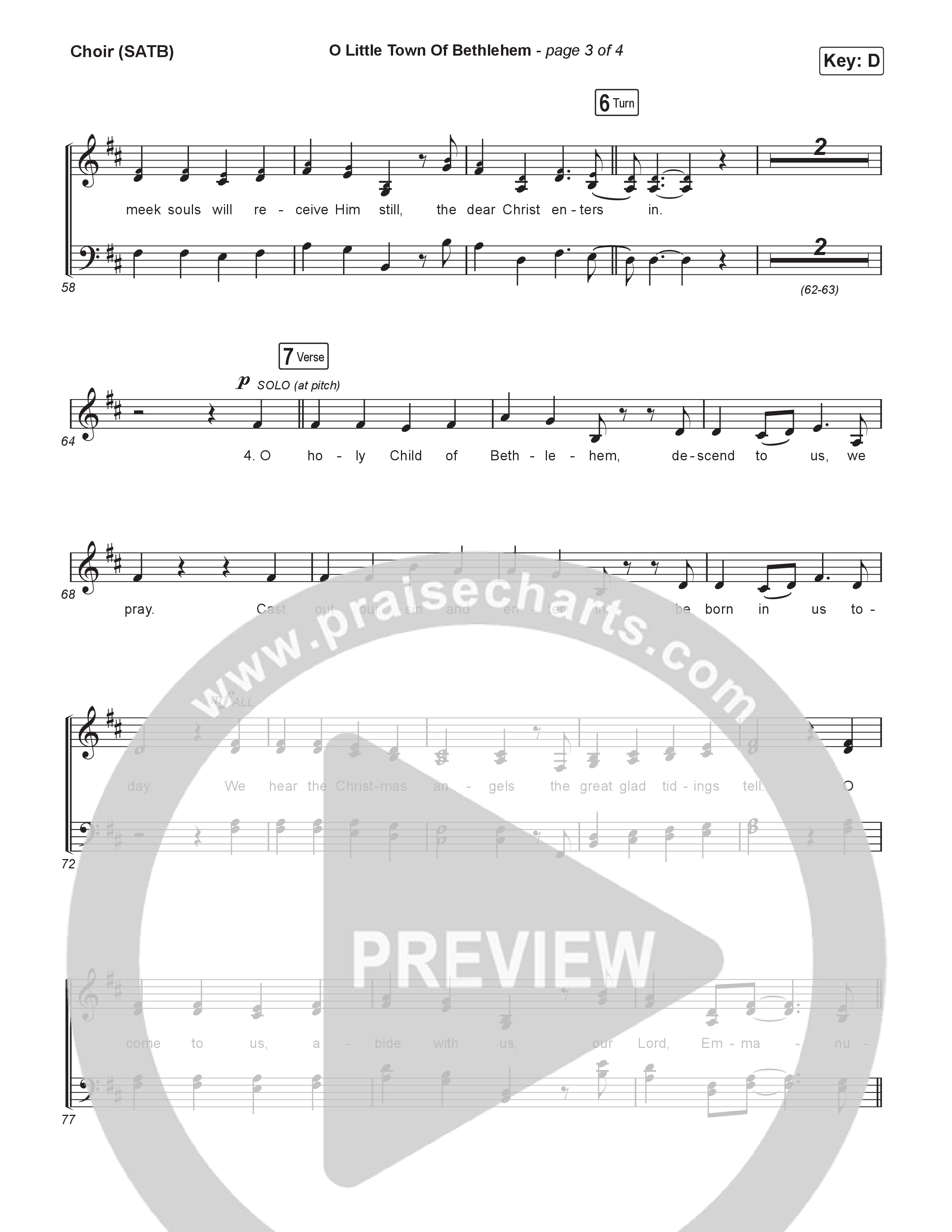 O Little Town of Bethlehem Choir Sheet (SATB) (Journey Worship Co)