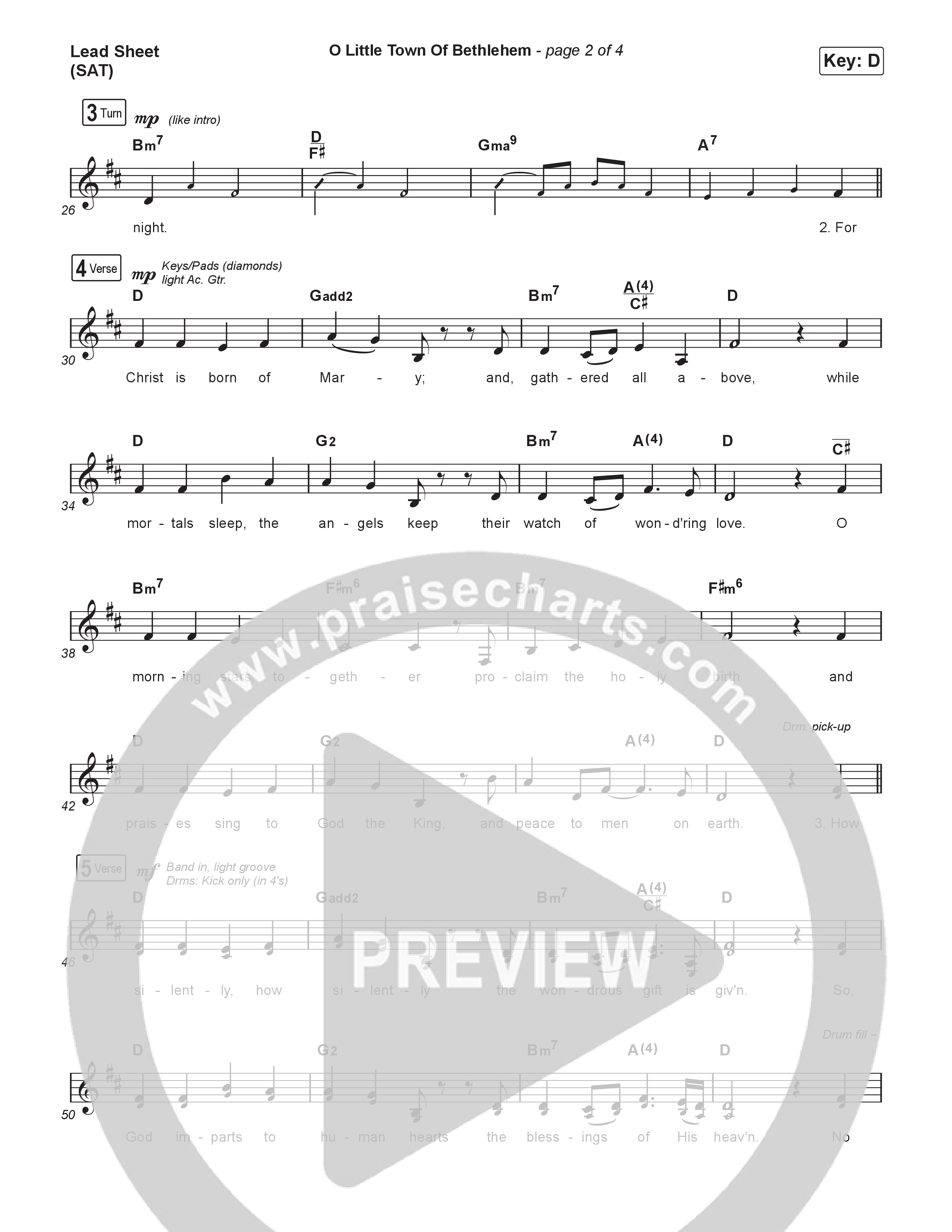 O Little Town of Bethlehem Lead Sheet (SAT) (Journey Worship Co)