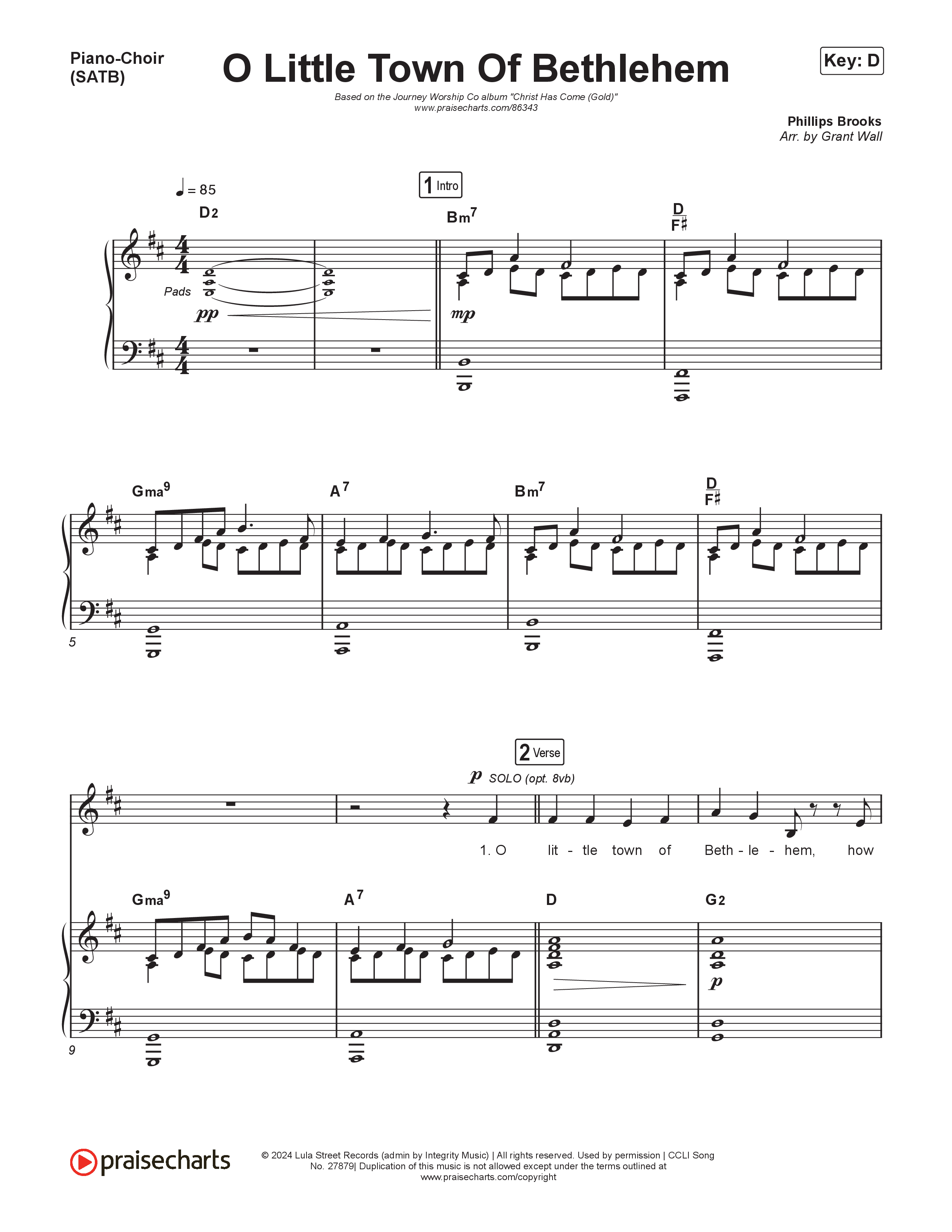 O Little Town of Bethlehem Piano/Vocal Pack (Journey Worship Co)