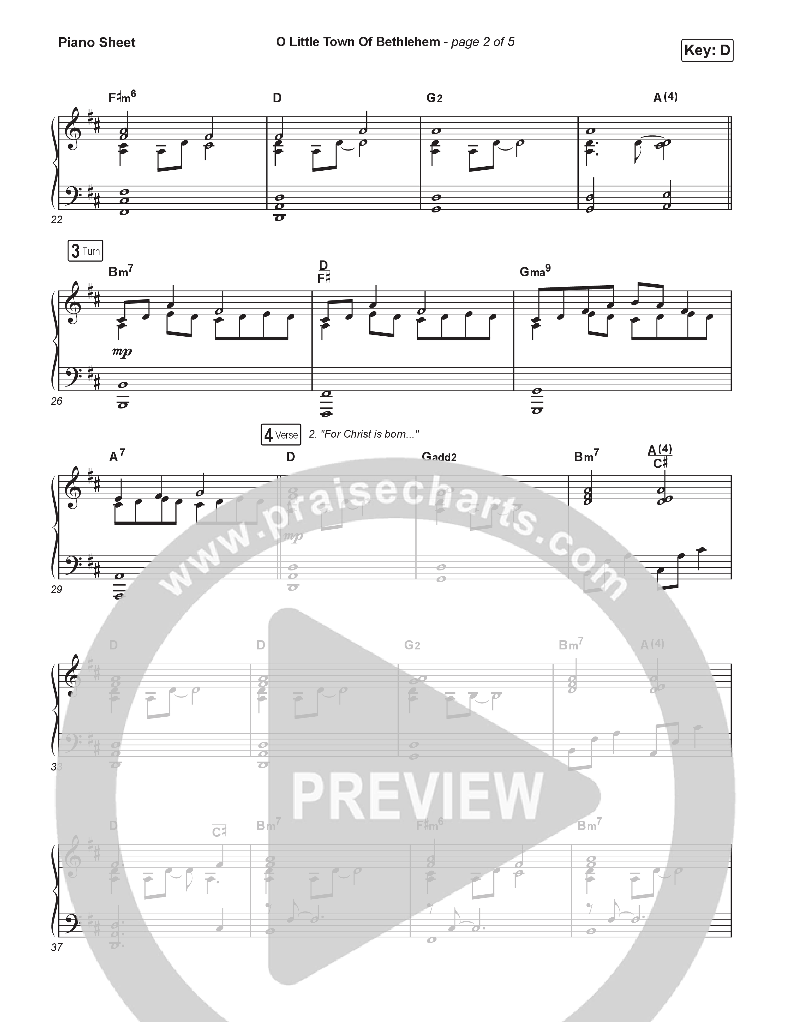 O Little Town of Bethlehem Piano Sheet (Journey Worship Co)