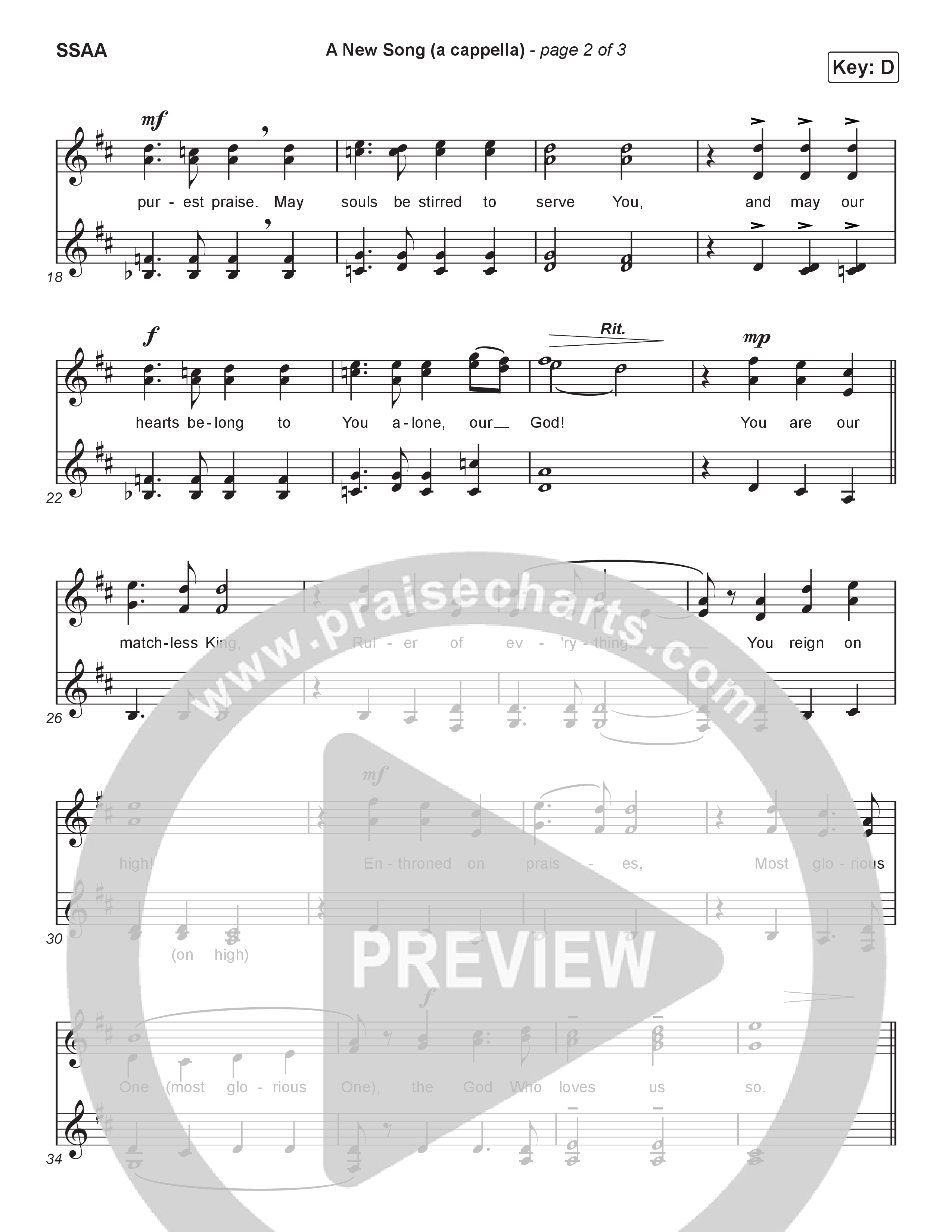 A New Song (Choral Anthem) Choir Sheet (SSAA) (Brad Henderson)