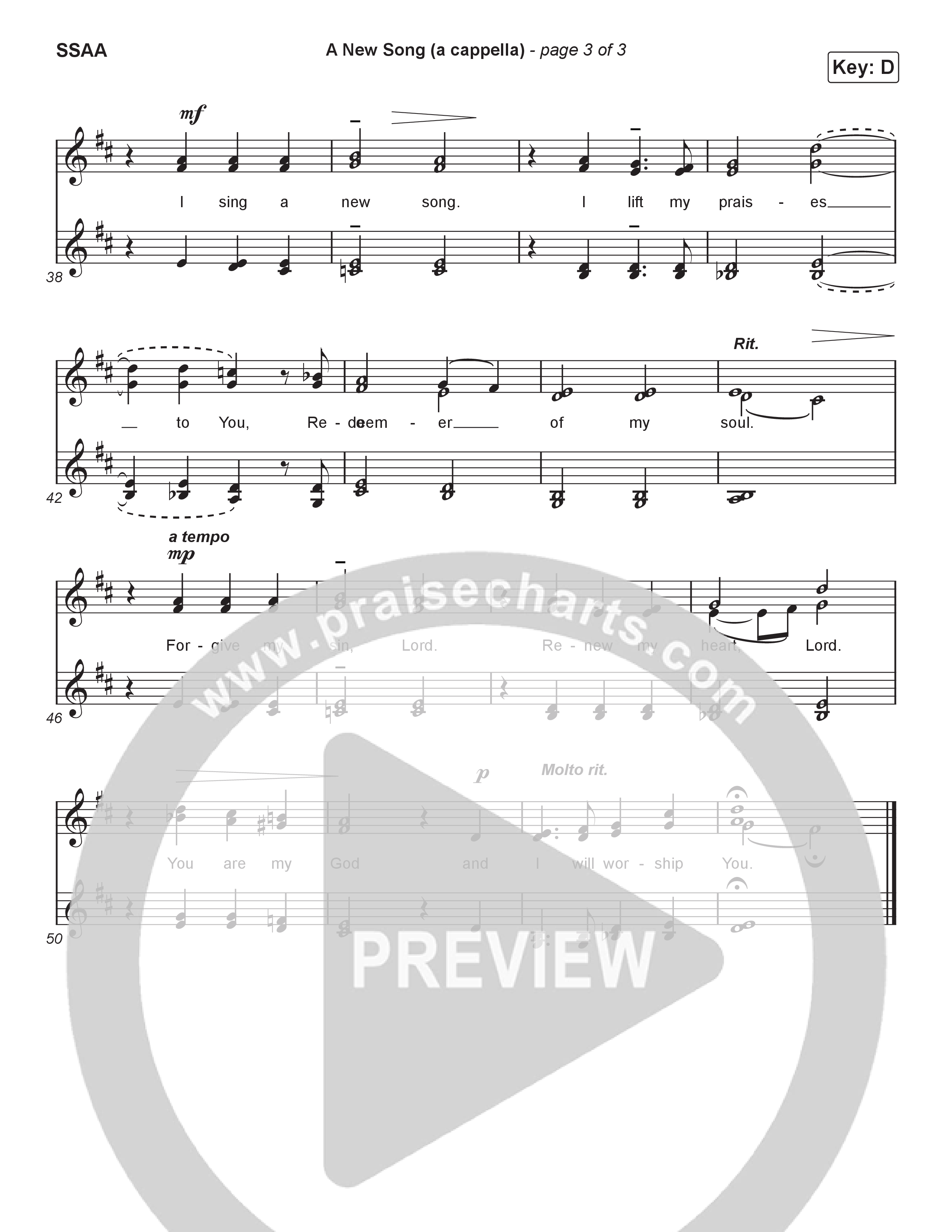 A New Song (Choral Anthem) Choir Sheet (SSAA) (Brad Henderson)