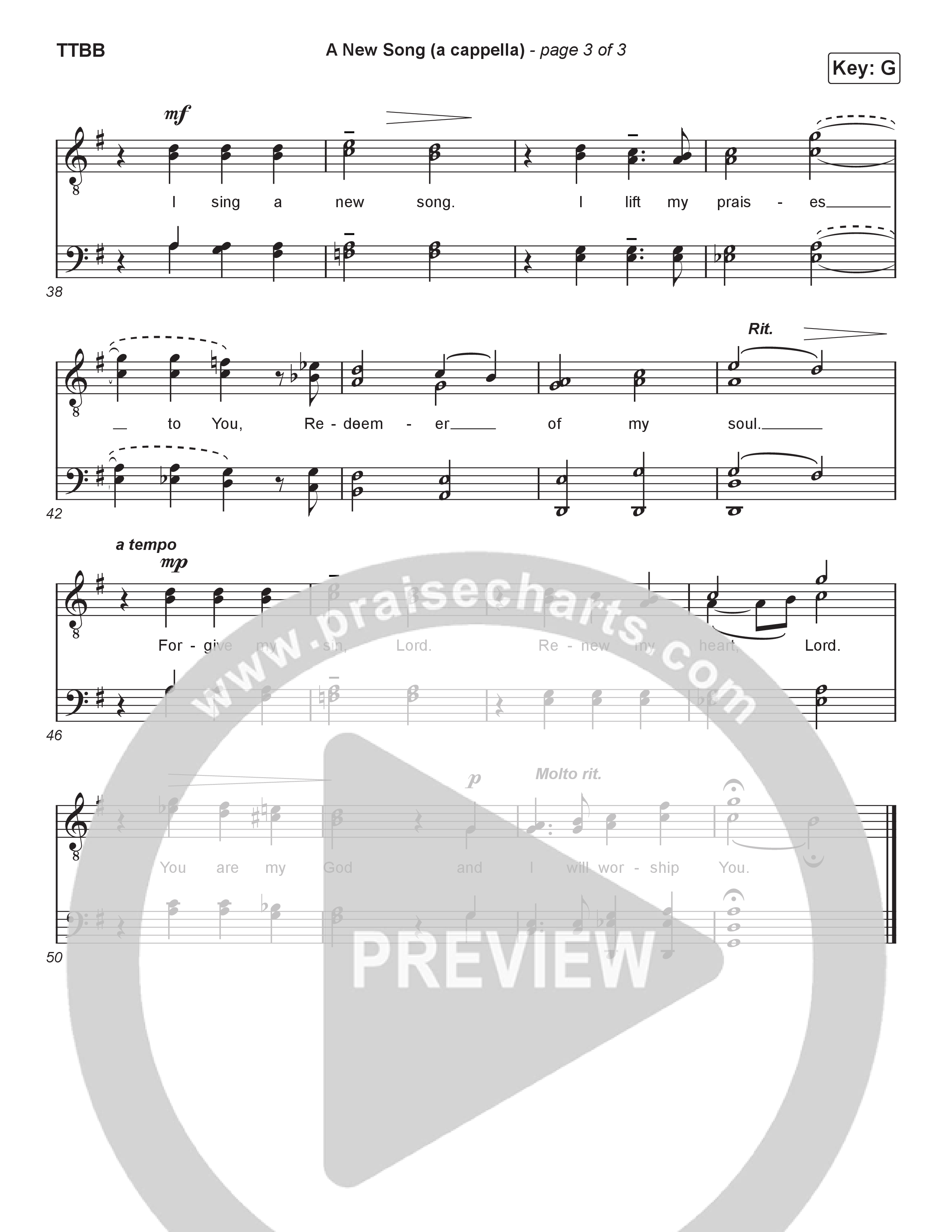 A New Song (Choral Anthem) Choir Sheet (TTBB) (Brad Henderson)