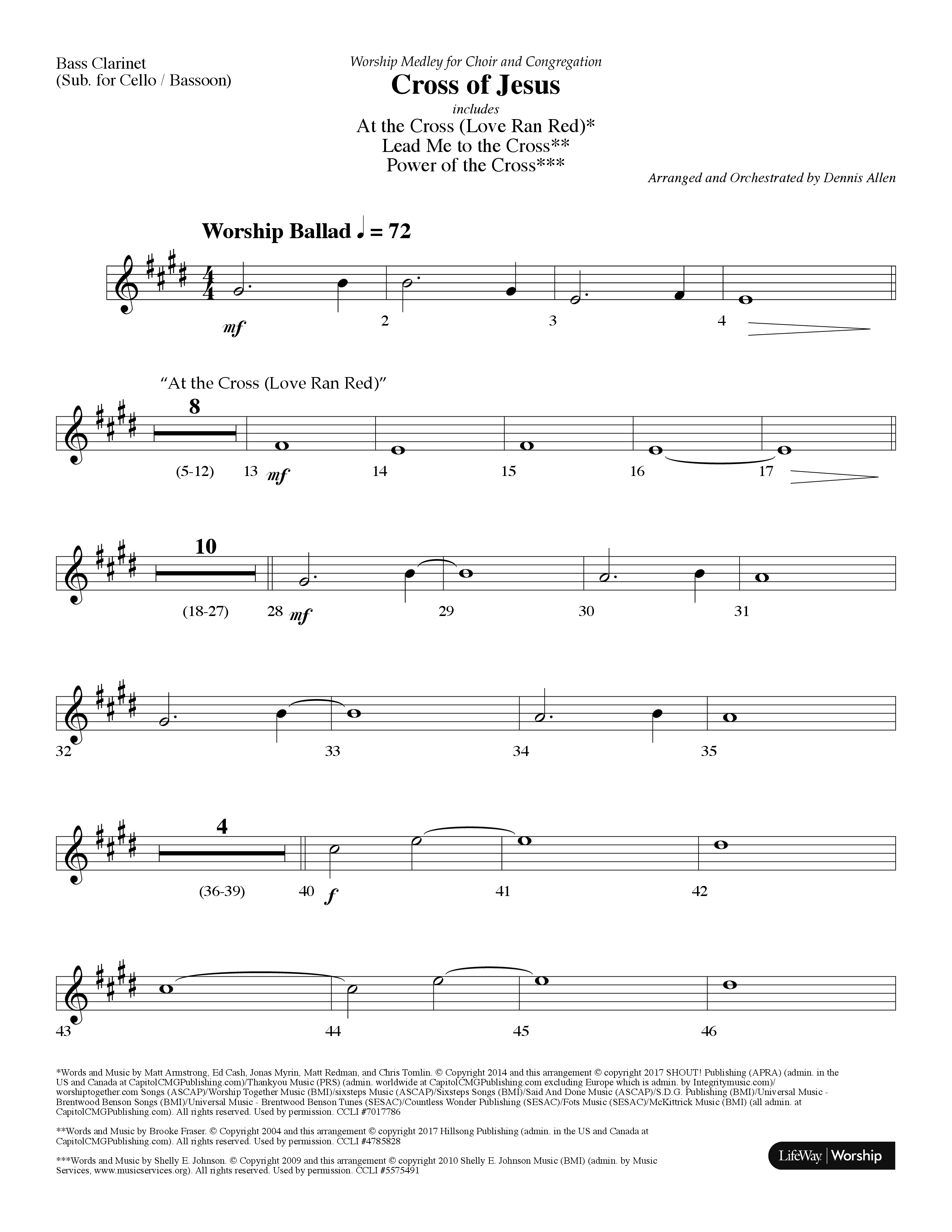 Cross Of Jesus Medley (Choral Anthem SATB) Bass Clarinet (Lifeway Choral / Arr. Dennis Allen)