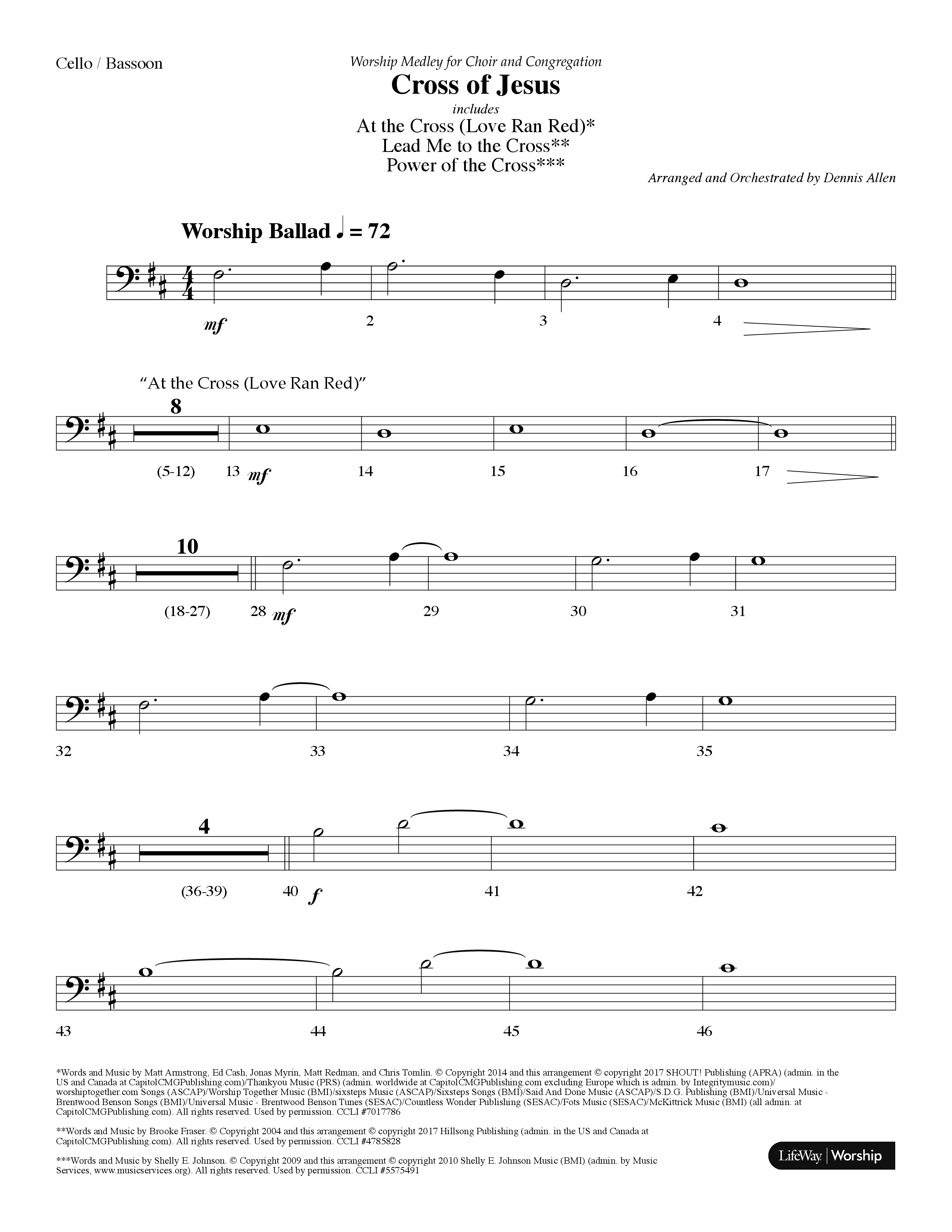Cross Of Jesus Medley (Choral Anthem SATB) Cello (Lifeway Choral / Arr. Dennis Allen)