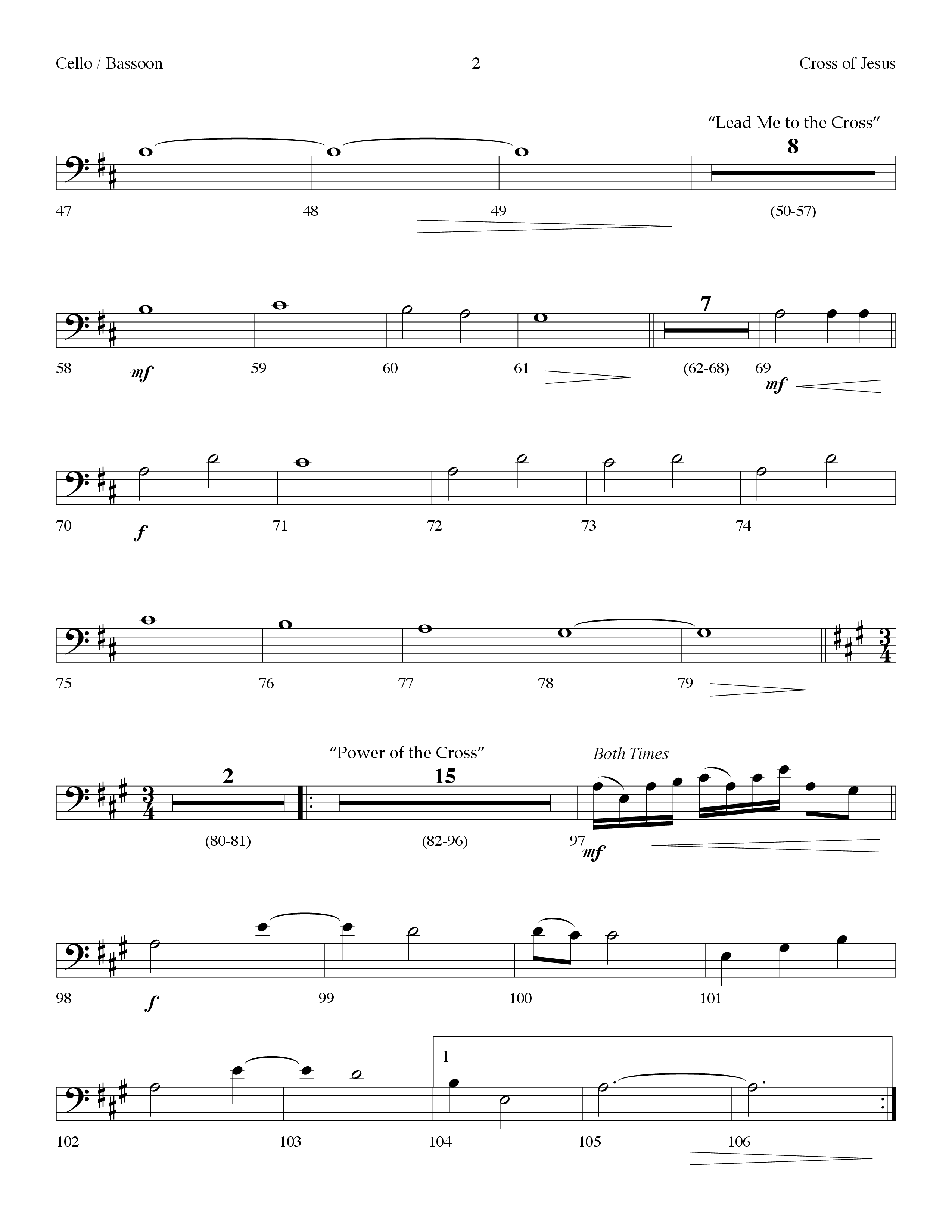 Cross Of Jesus Medley (Choral Anthem SATB) Cello (Lifeway Choral / Arr. Dennis Allen)