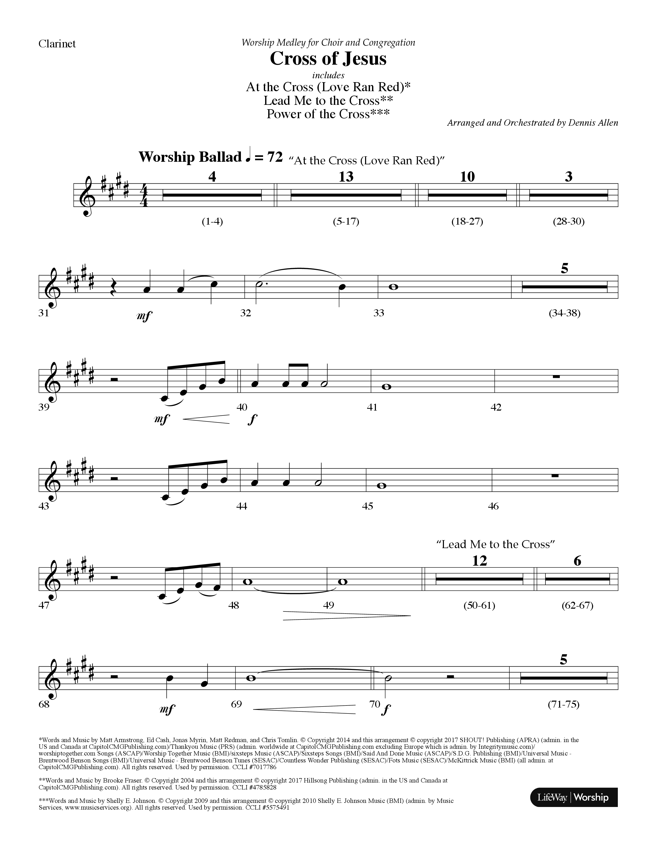 Cross Of Jesus Medley (Choral Anthem SATB) Clarinet (Lifeway Choral / Arr. Dennis Allen)