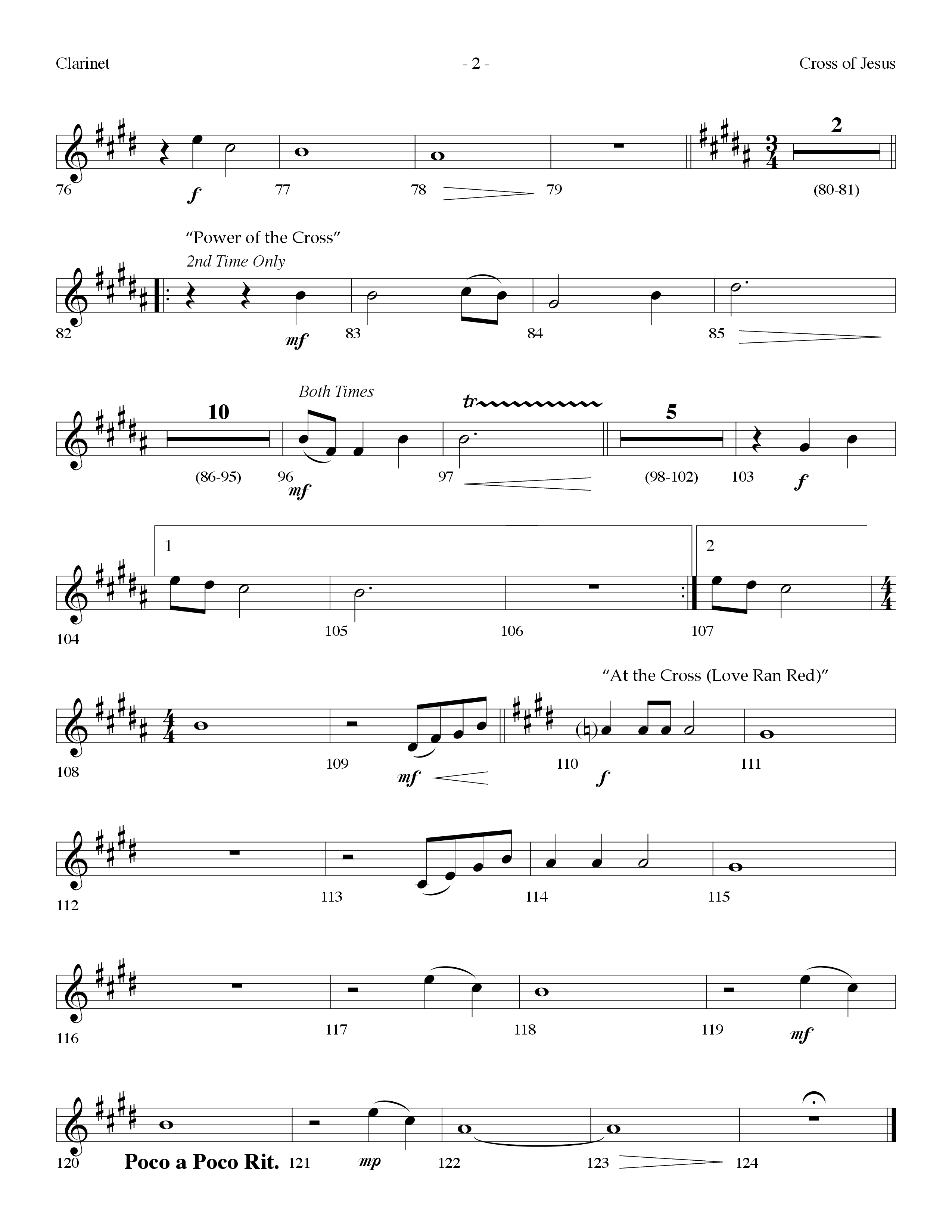 Cross Of Jesus Medley (Choral Anthem SATB) Clarinet (Lifeway Choral / Arr. Dennis Allen)