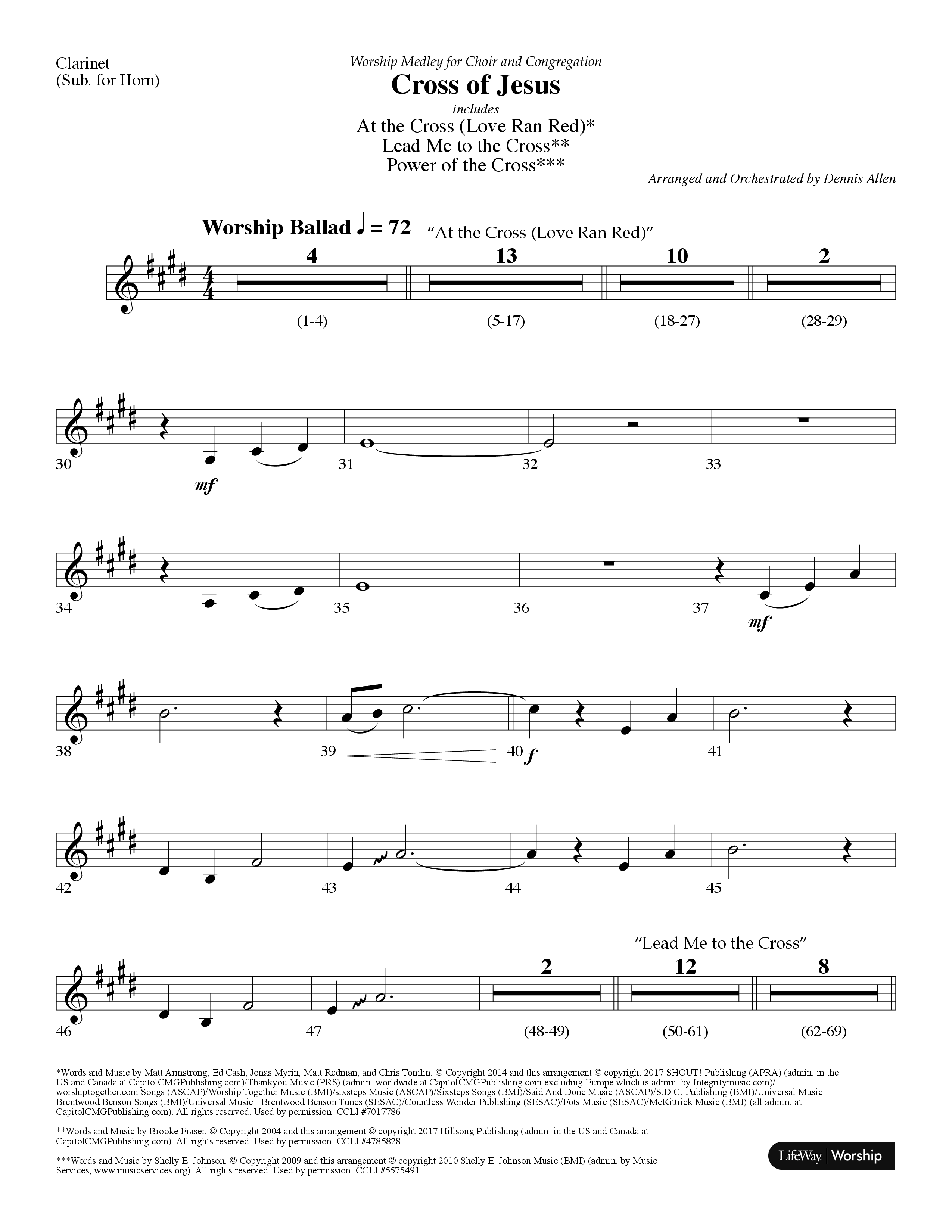 Cross Of Jesus Medley (Choral Anthem SATB) Clarinet (Lifeway Choral / Arr. Dennis Allen)