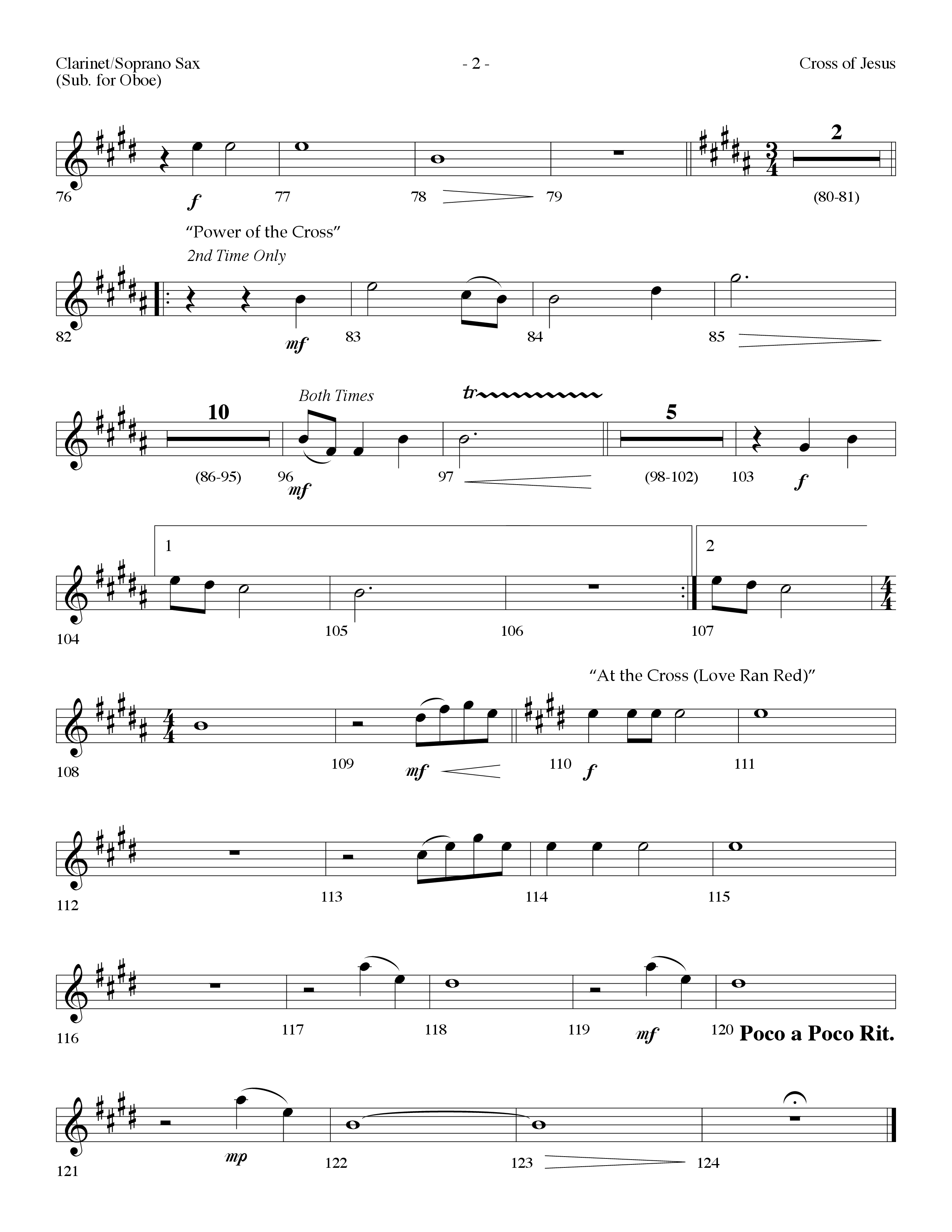 Cross Of Jesus Medley (Choral Anthem SATB) Clarinet/Soprano Sax (Lifeway Choral / Arr. Dennis Allen)