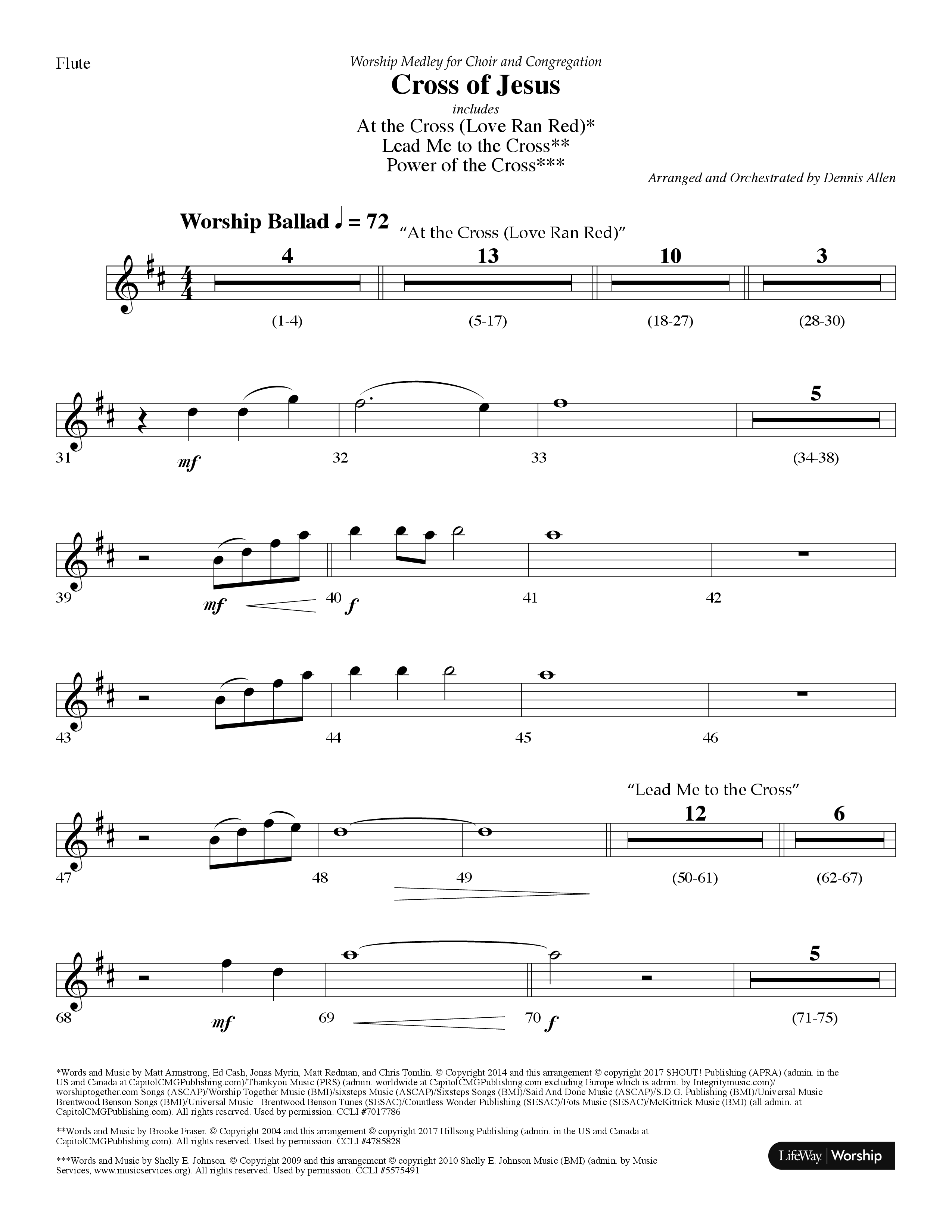 Cross Of Jesus Medley (Choral Anthem SATB) Flute (Lifeway Choral / Arr. Dennis Allen)
