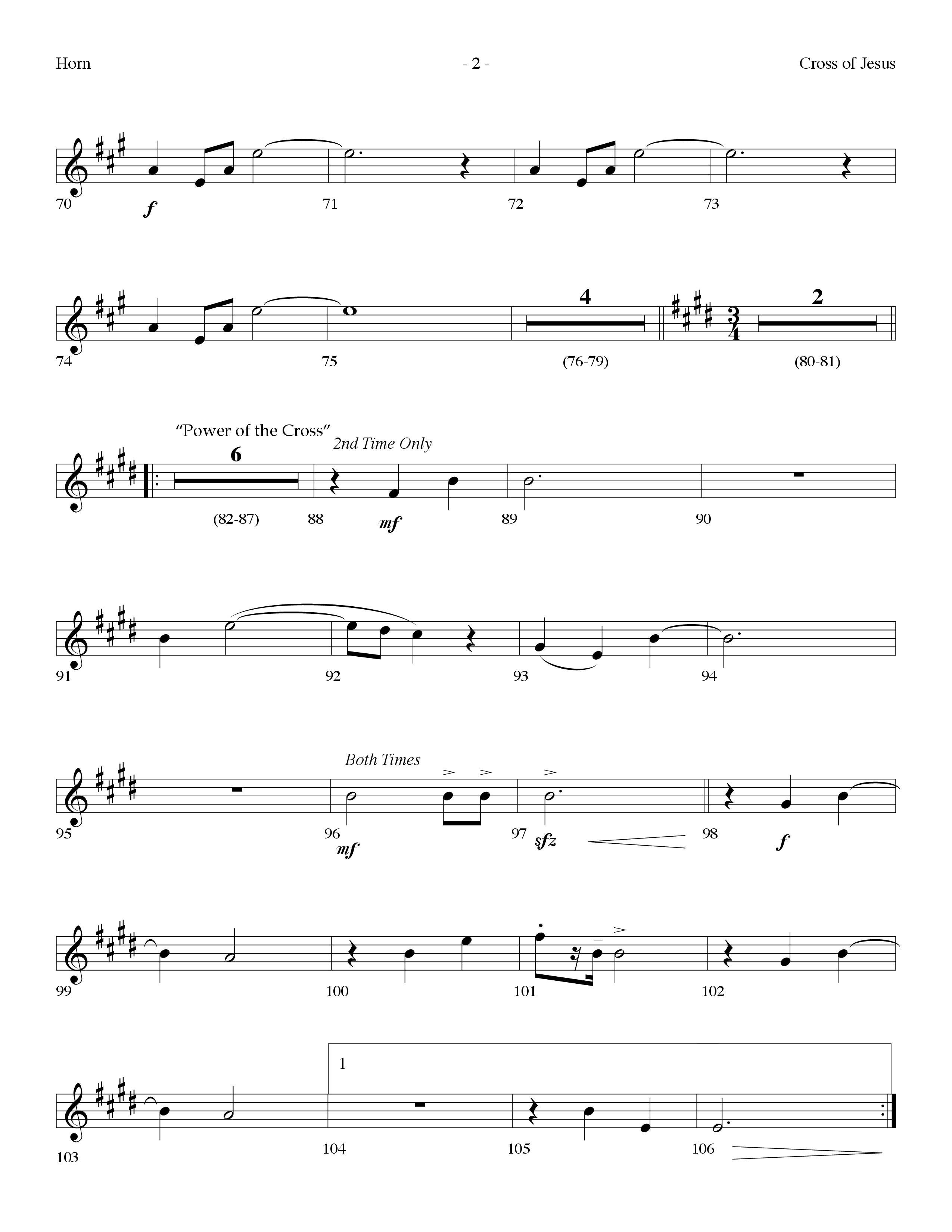 Cross Of Jesus Medley (Choral Anthem SATB) French Horn (Lifeway Choral / Arr. Dennis Allen)