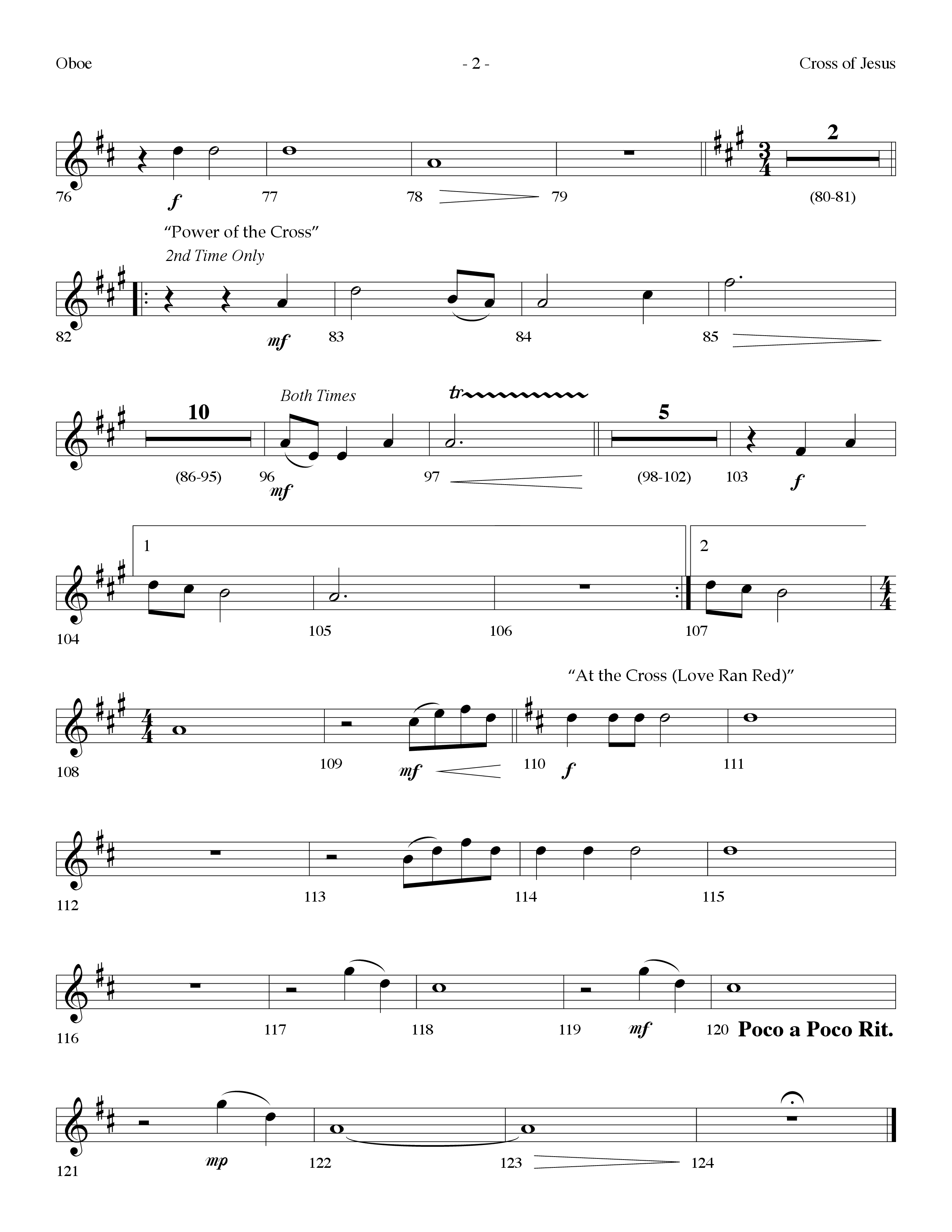 Cross Of Jesus Medley (Choral Anthem SATB) Oboe (Lifeway Choral / Arr. Dennis Allen)
